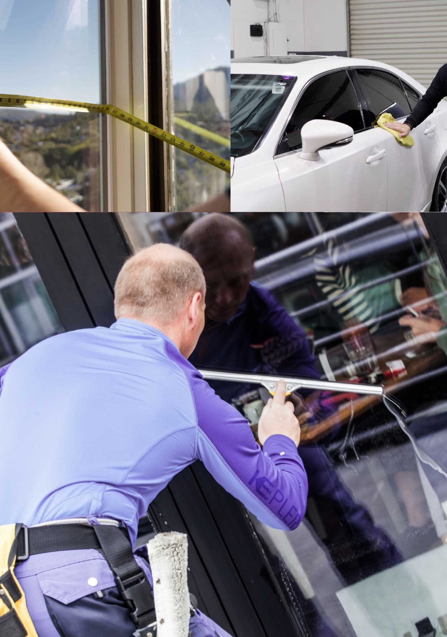 Kepler Skilled Applying Anti-Graffiti Window Film to a Shelby Shop Front
