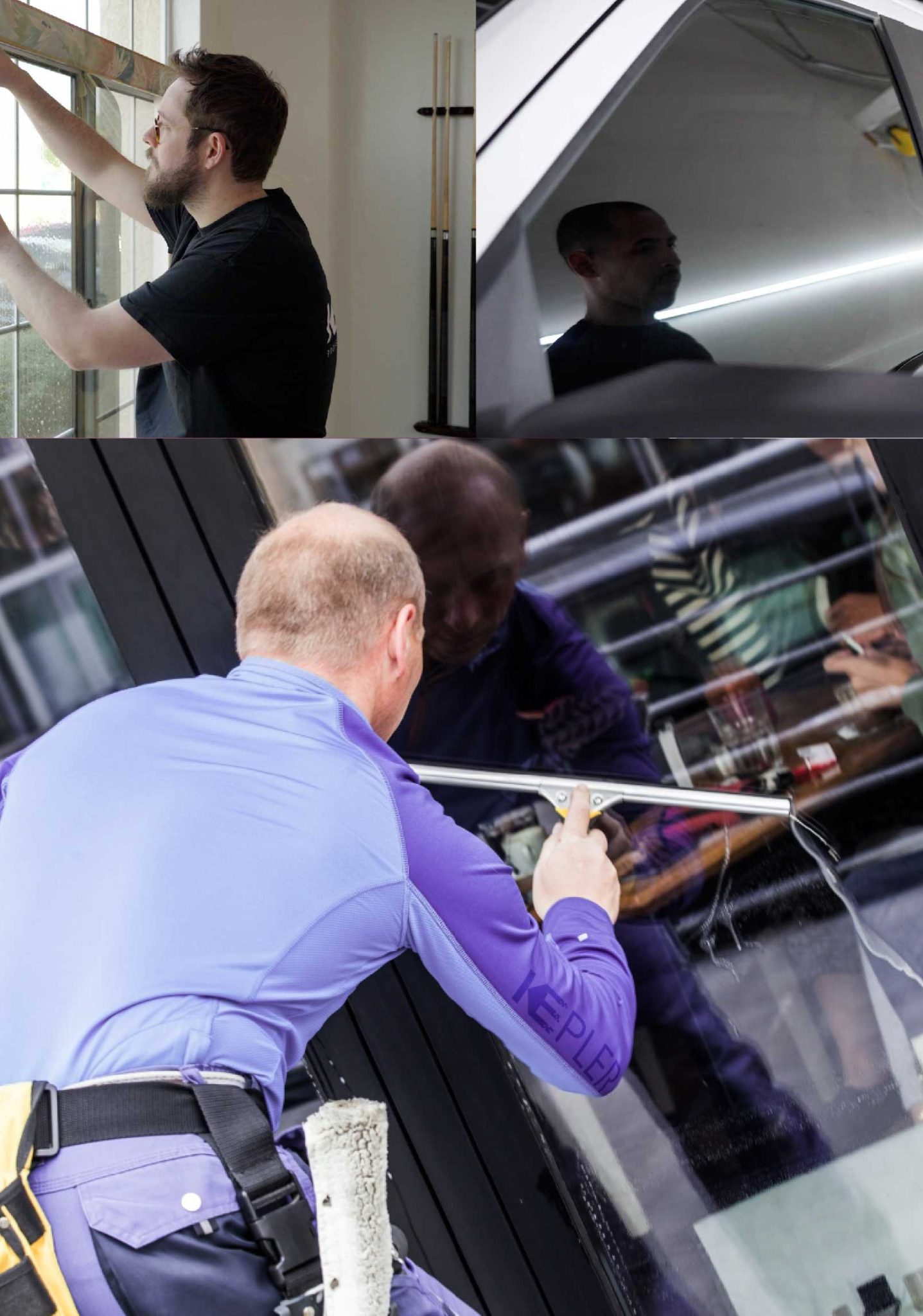 Kepler Skilled Applying Anti-Graffiti Window Film to a Fayetteville Shop Front