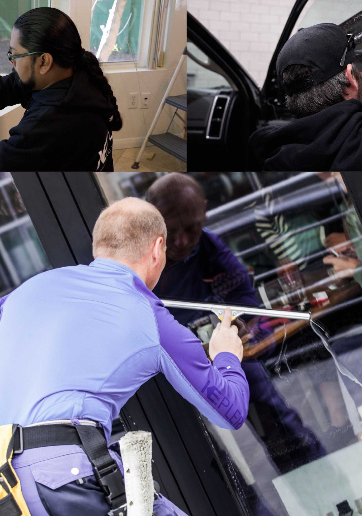 Kepler Skilled Applying Anti-Graffiti Window Film to a Charleston Shop Front