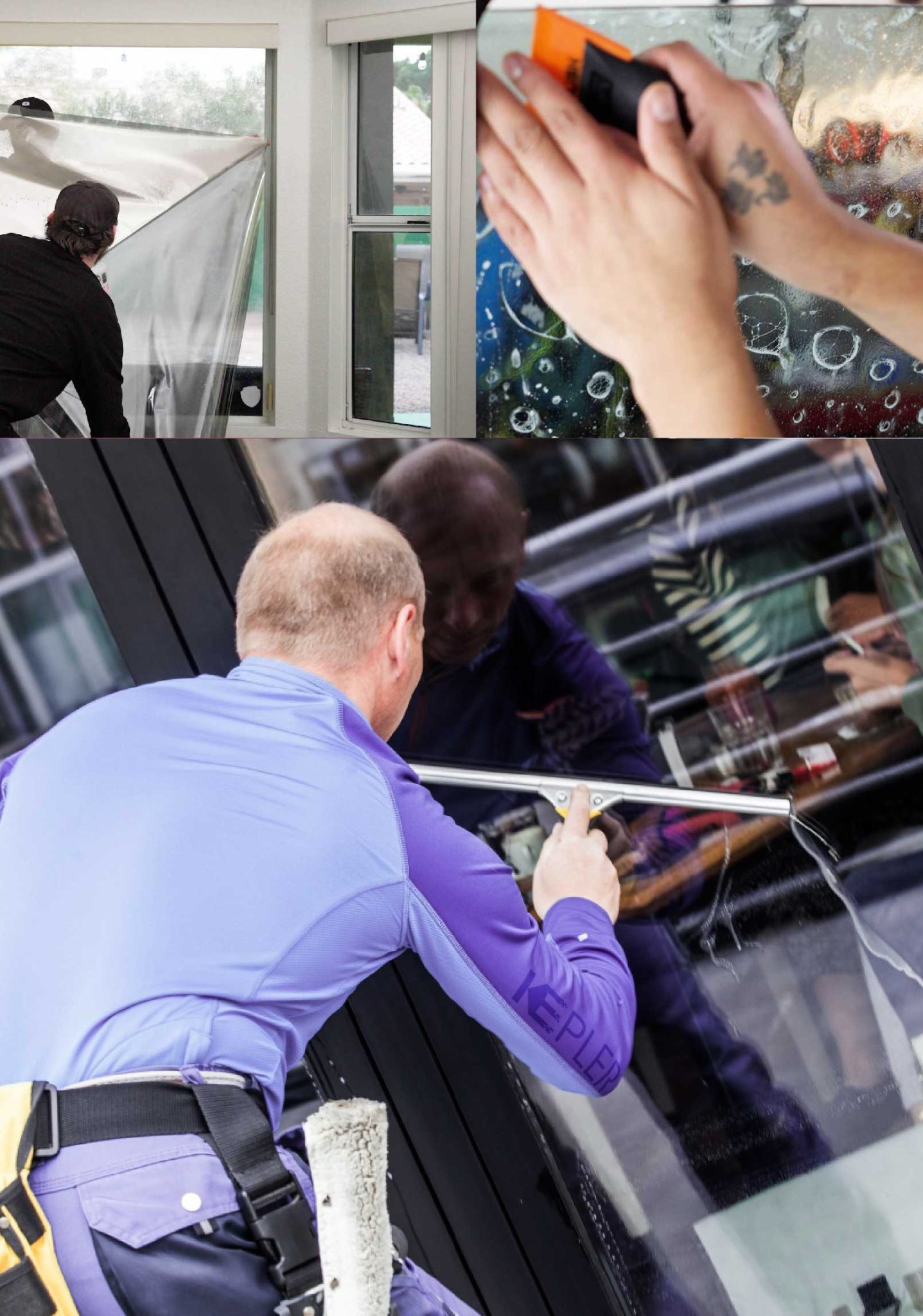 Kepler Professional Applying Anti-Graffiti Window Film to a Hanahan Shop Front