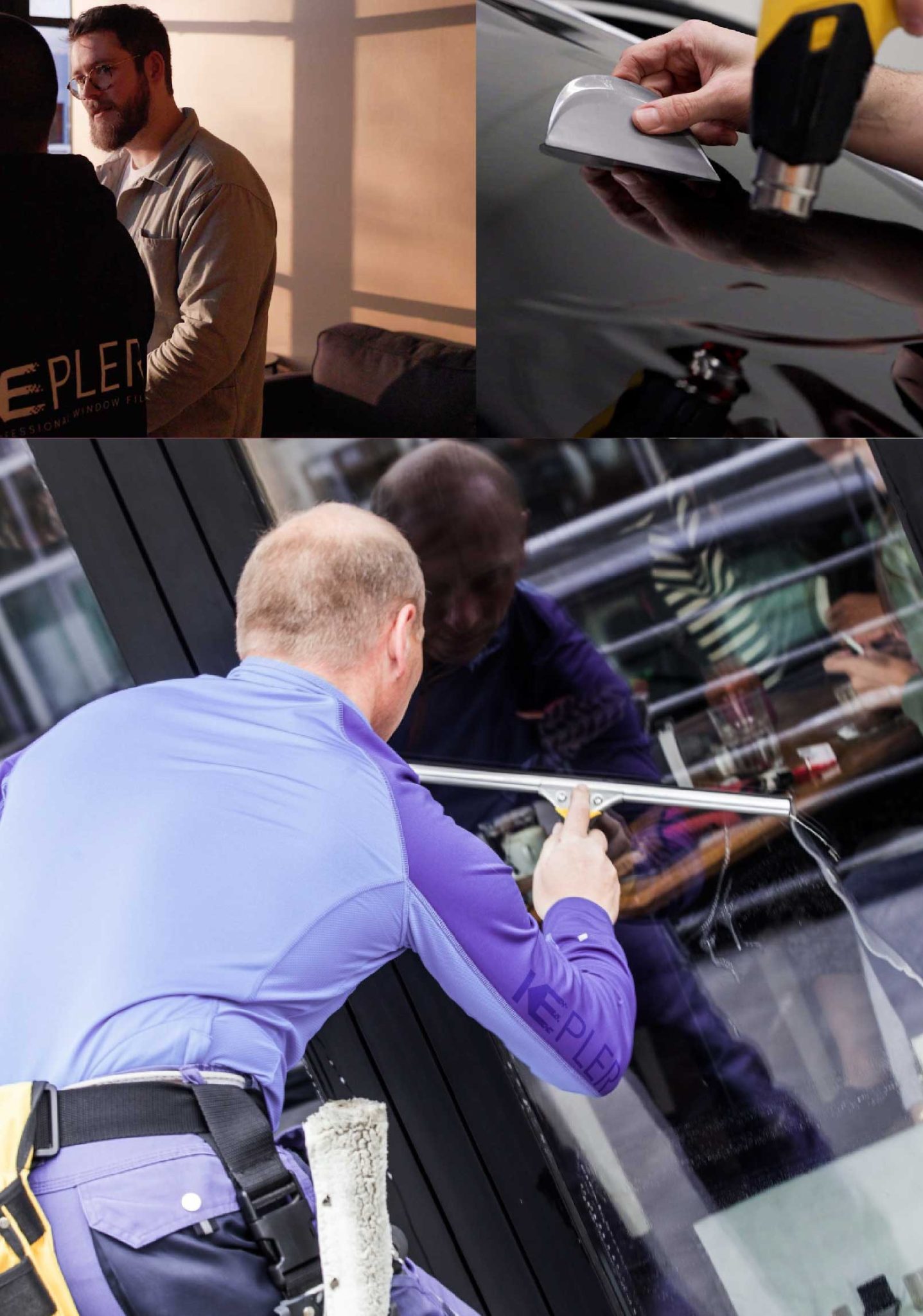 Kepler Skilled Applying Anti-Graffiti Window Film to a Goose Creek Shop Front