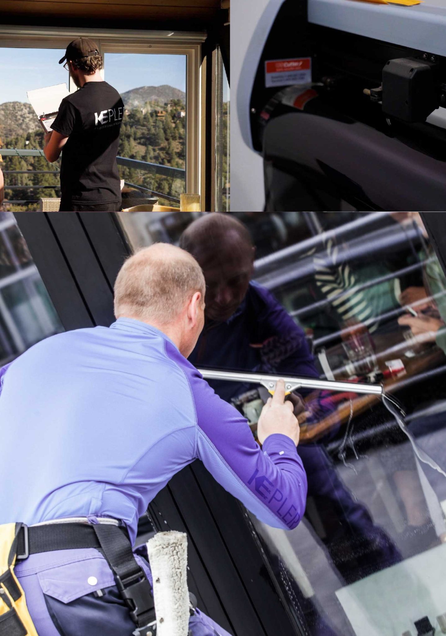 Kepler Expert Applying Anti-Graffiti Window Film to a Greenville Shop Front