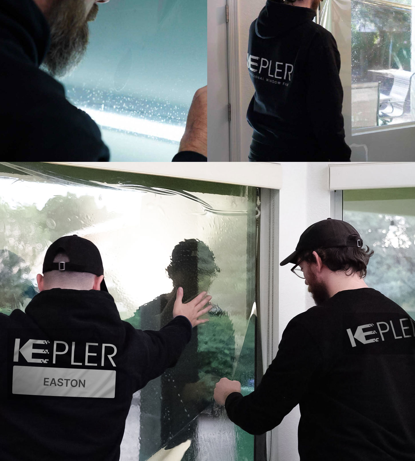 Expert Technician Installing High-tech Window Tint to Home in Easton