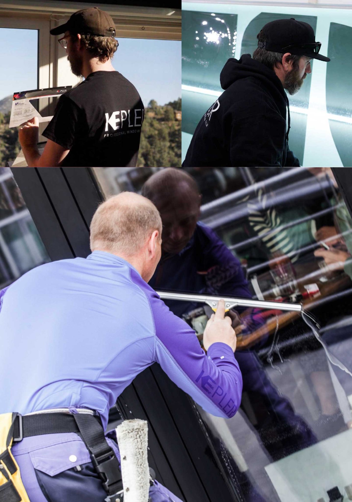 Kepler Skilled Applying Anti-Graffiti Window Film to a Bluffton Shop Front