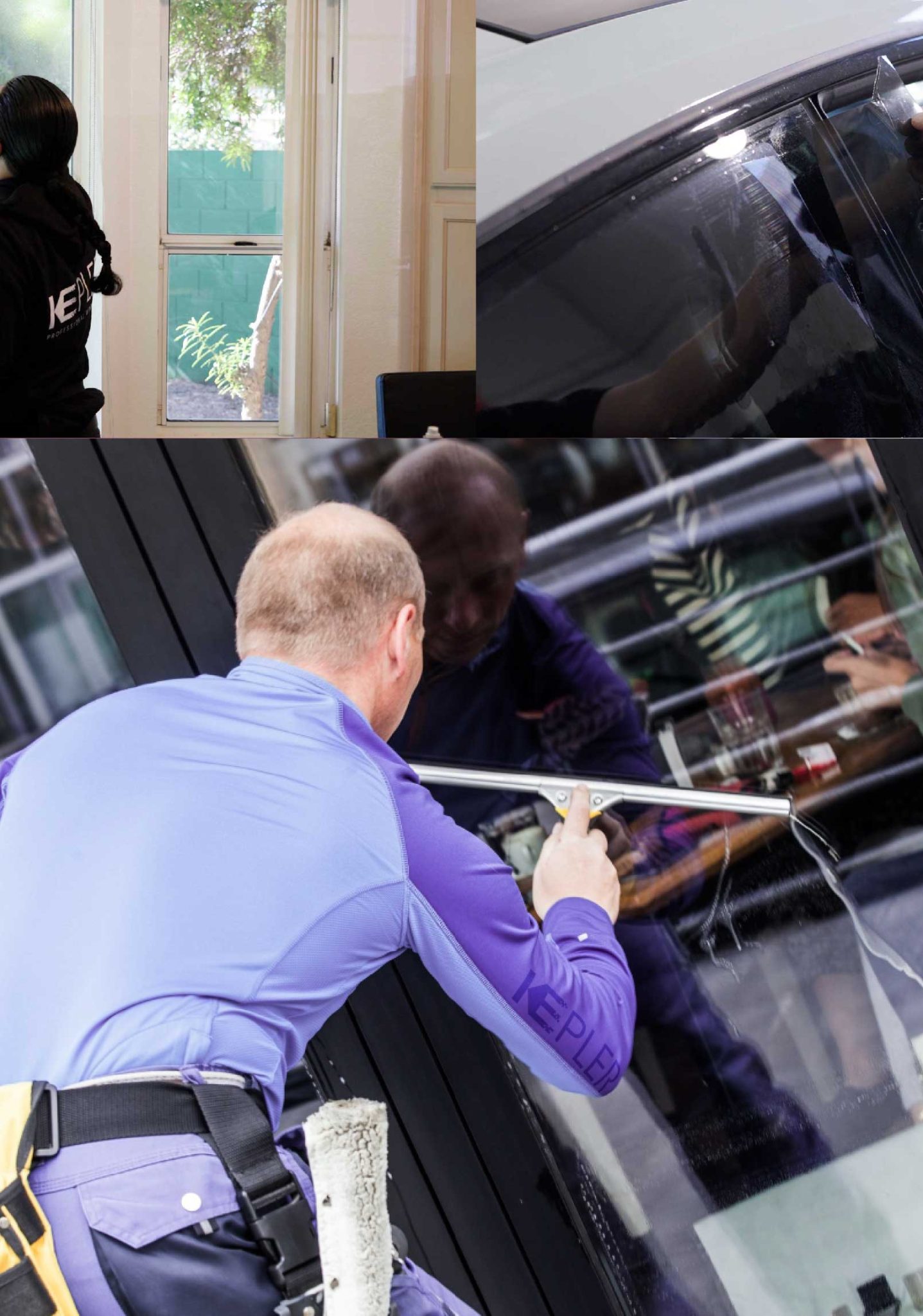 Kepler Professional Applying Anti-Graffiti Window Film to a Norcross Shop Front