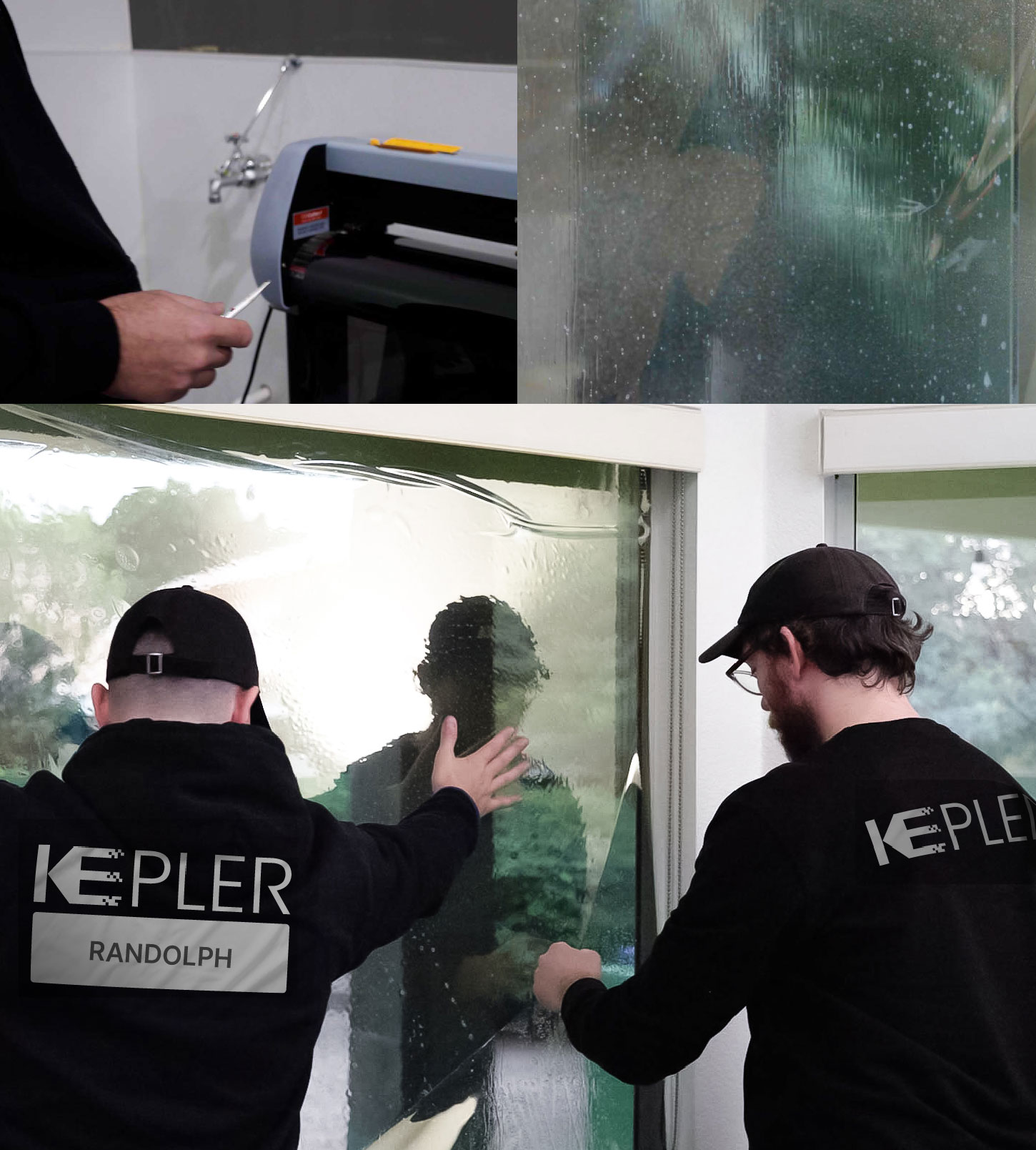 Kepler Technician Applying High-tech Window Tint to Home in Randolph