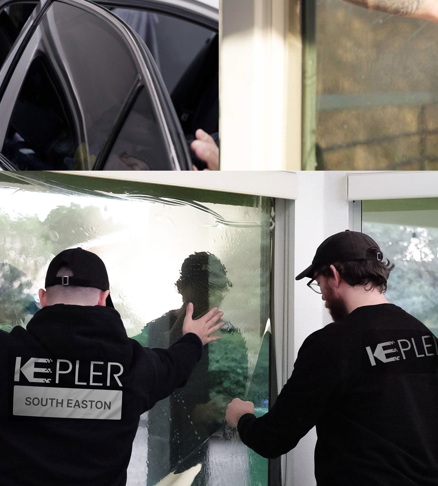 Expert Technician Installing Advanced Window Tint to Home in South Easton