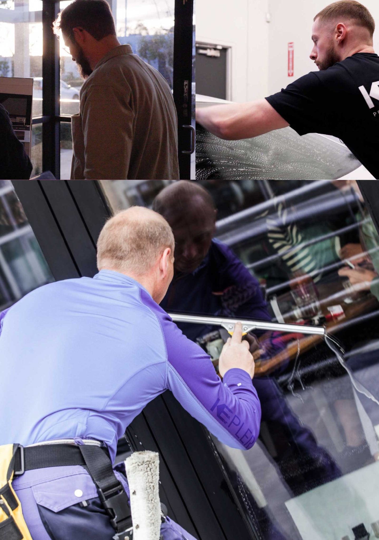 Kepler Professional Applying Anti-Graffiti Window Film to a Carrollton Shop Front