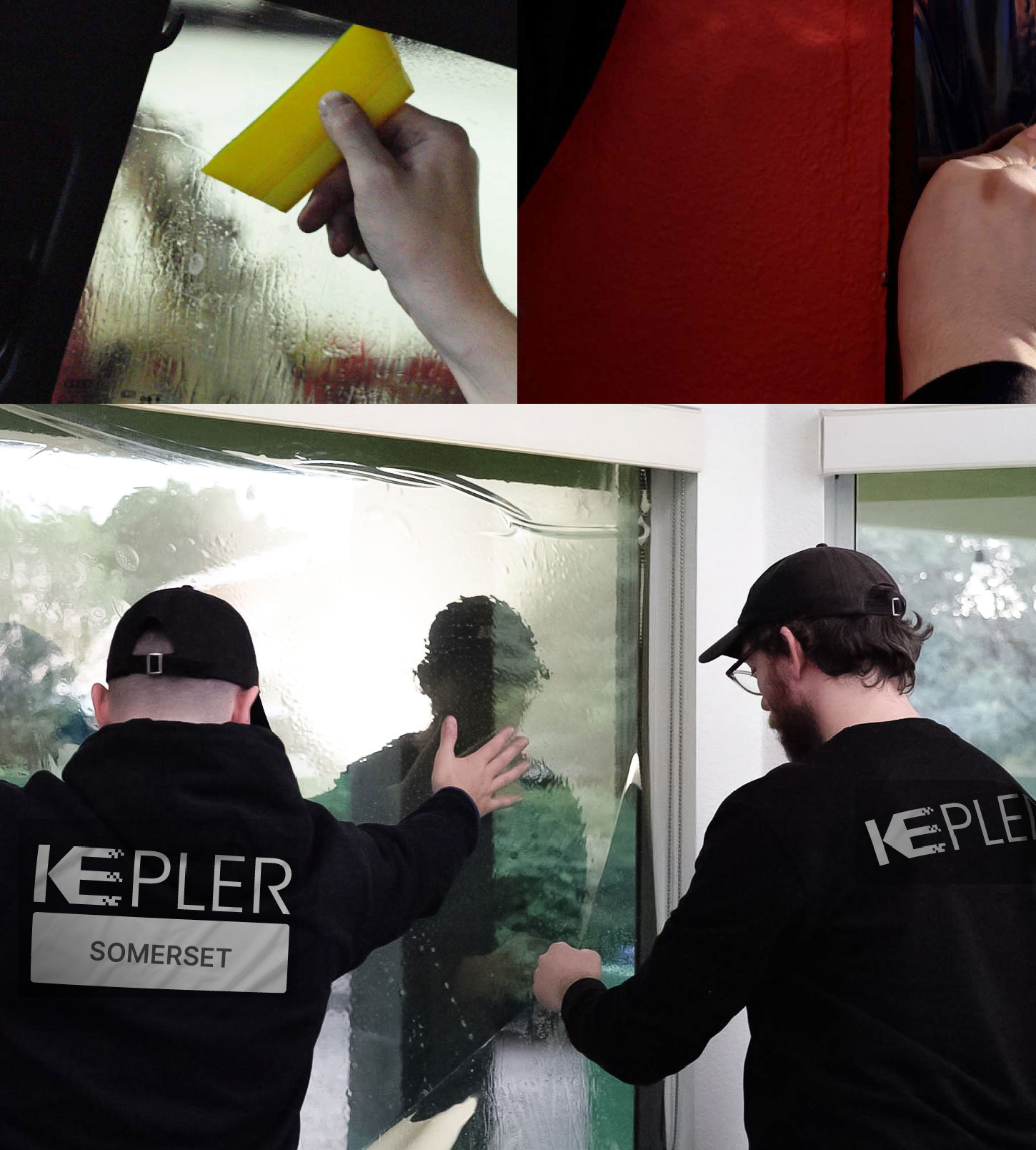 Expert Technician Fitting Ceramic Window Tint to Home in Somerset