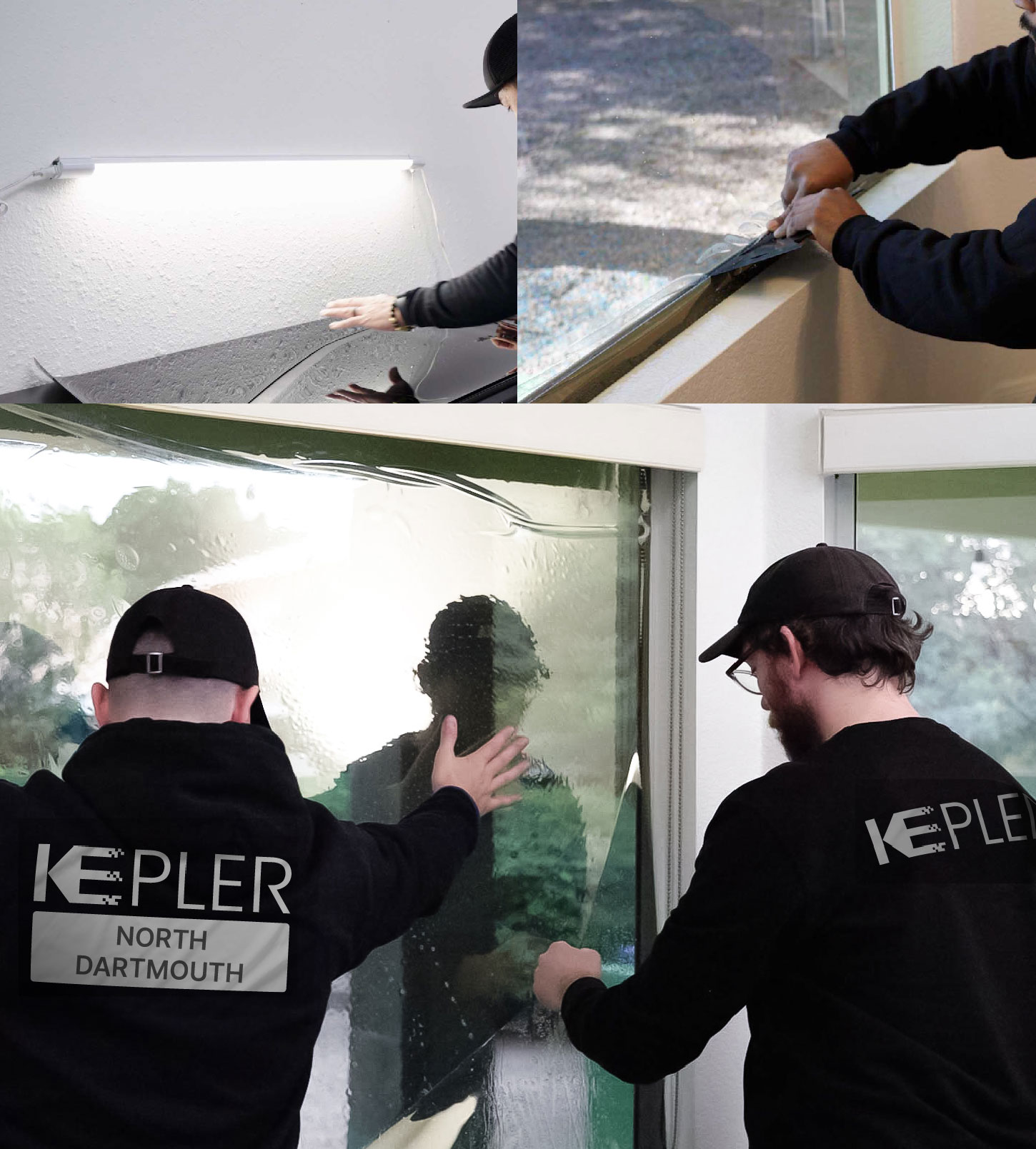 Kepler Technician Applying Advanced Window Tint to Home in North Dartmouth