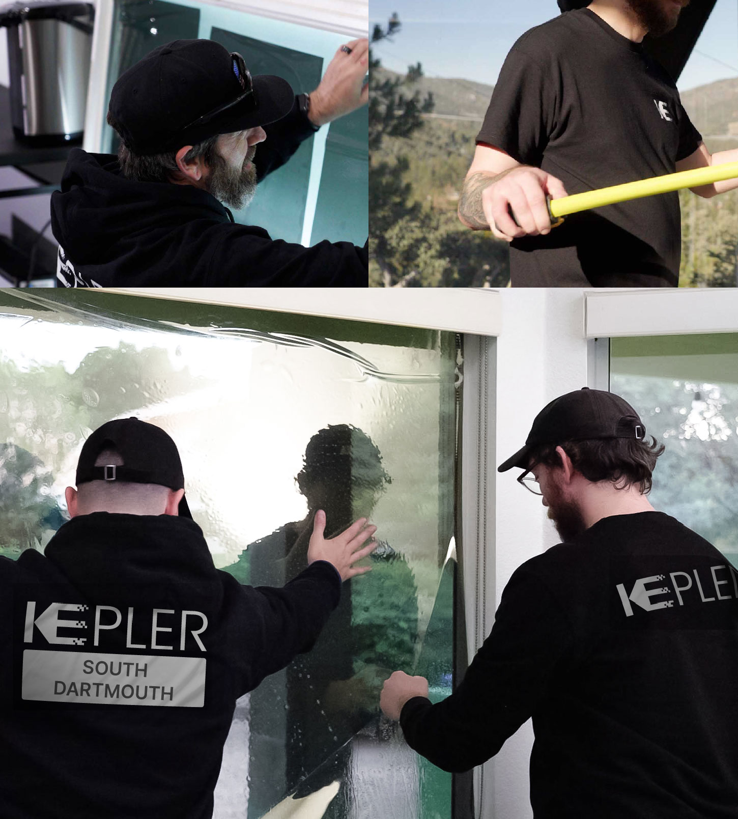 Kepler Technician Applying Advanced Window Tint to Home in South Dartmouth