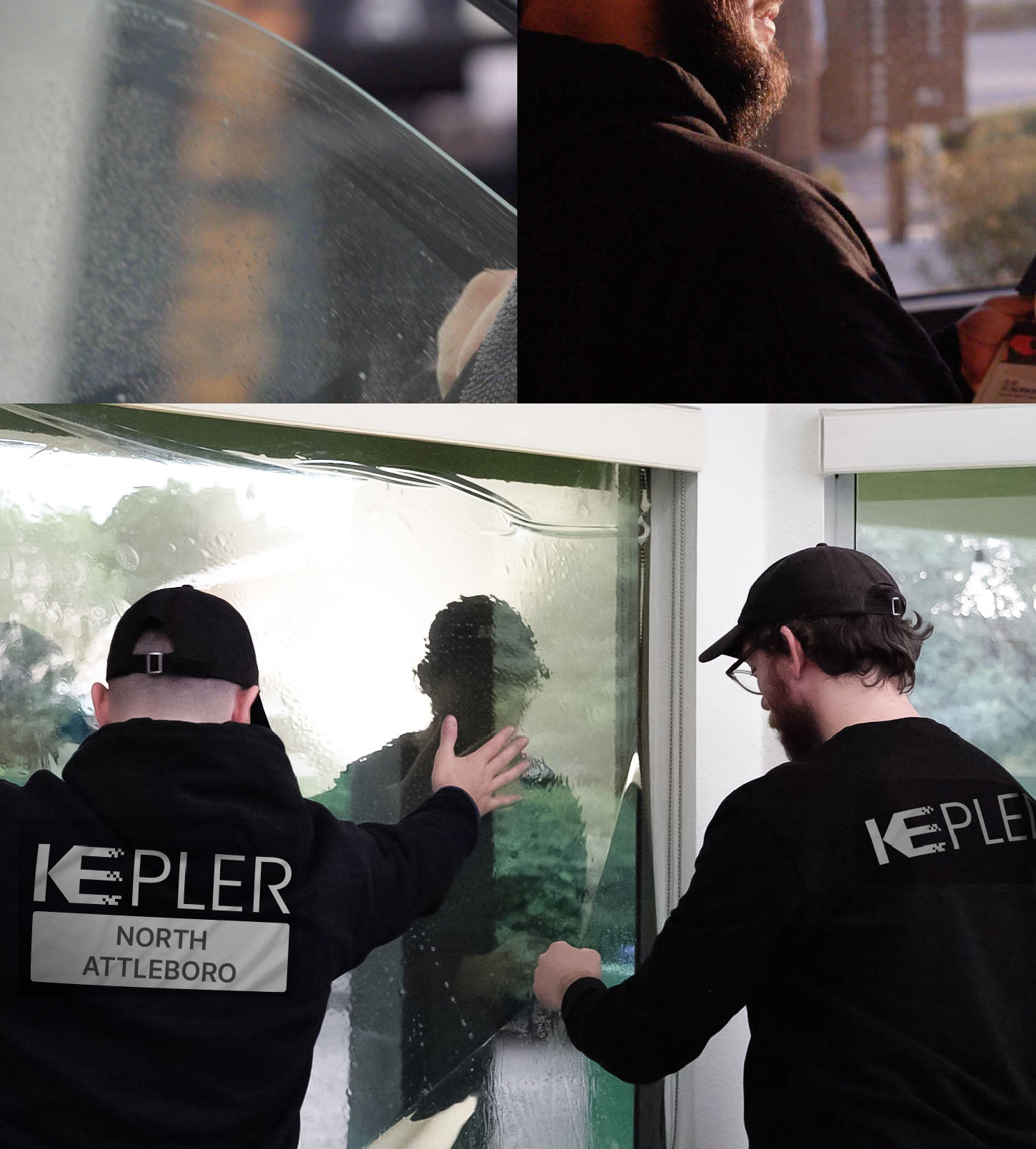 Kepler Technician Applying Advanced Window Tint to Home in North Attleboro