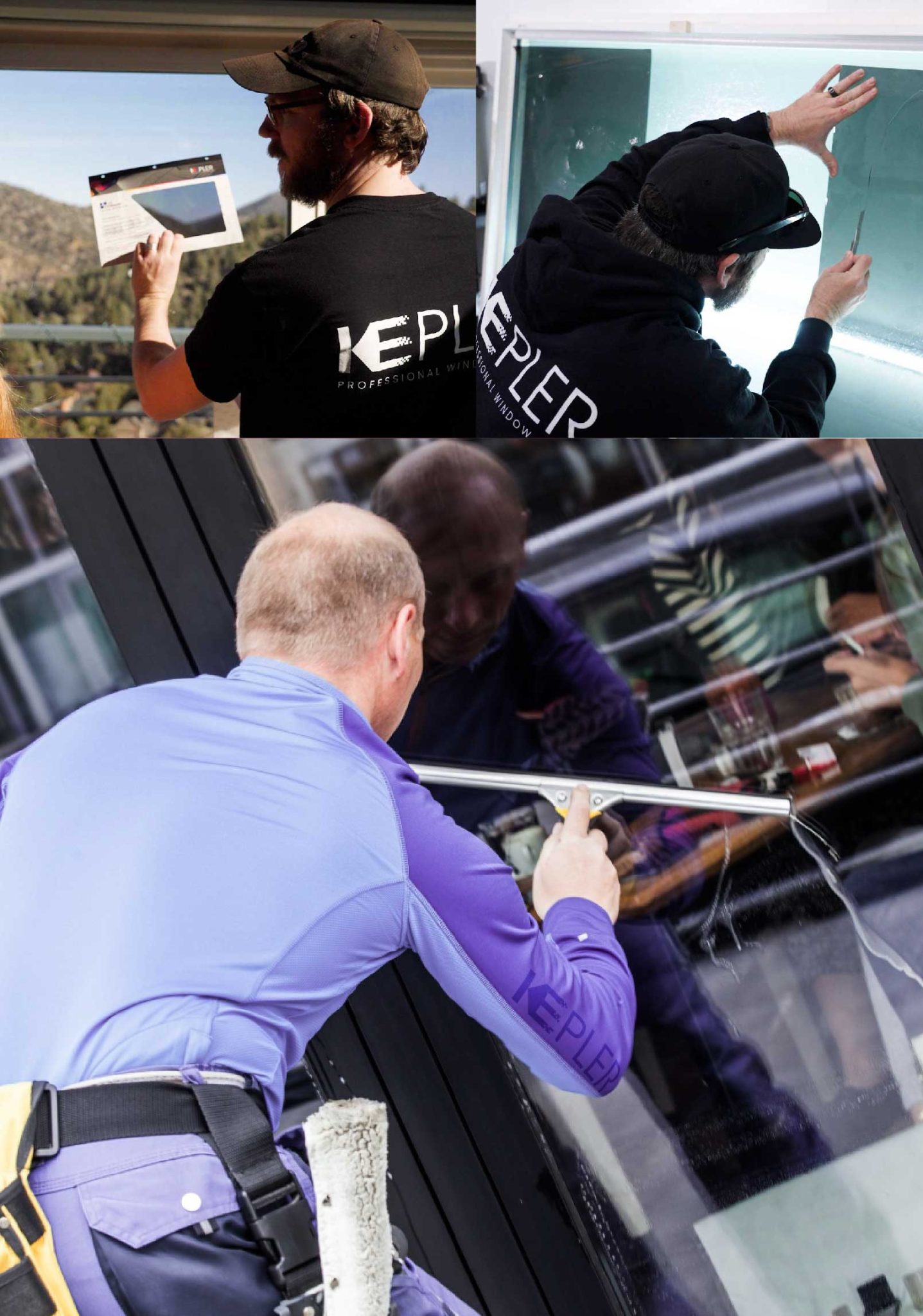 Kepler Skilled Applying Anti-Graffiti Window Film to a LaGrange Shop Front
