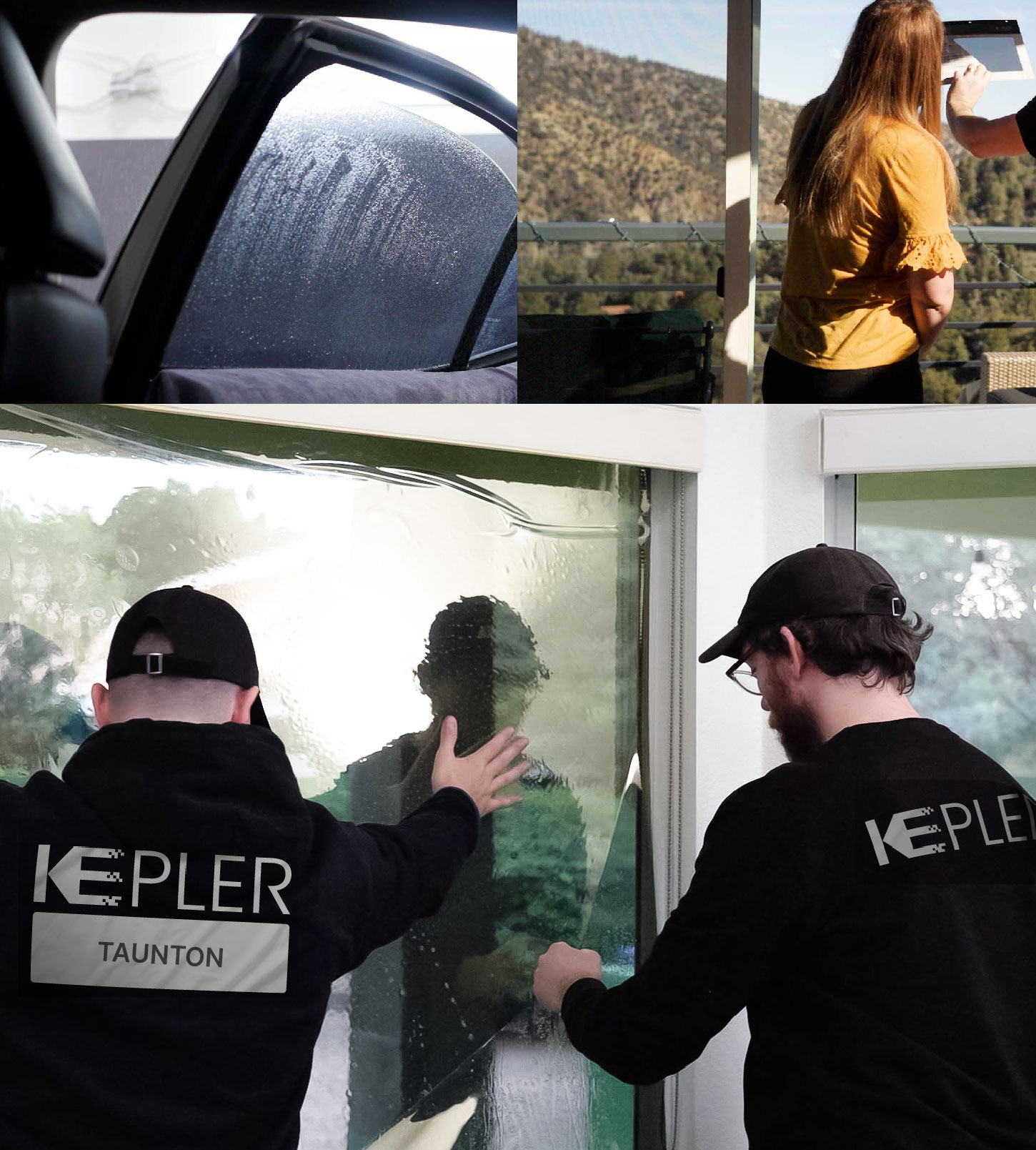 Kepler Technician Fitting High-tech Window Tint to Home in Taunton