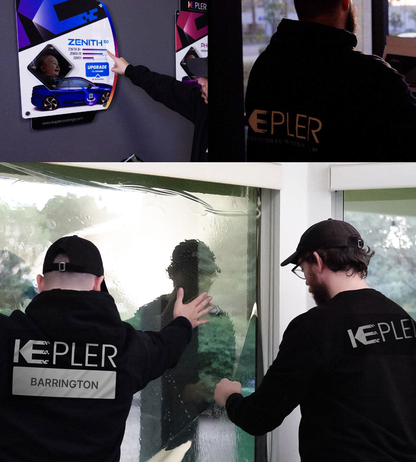 Kepler Technician Fitting Ceramic Window Tint to Home in Barrington
