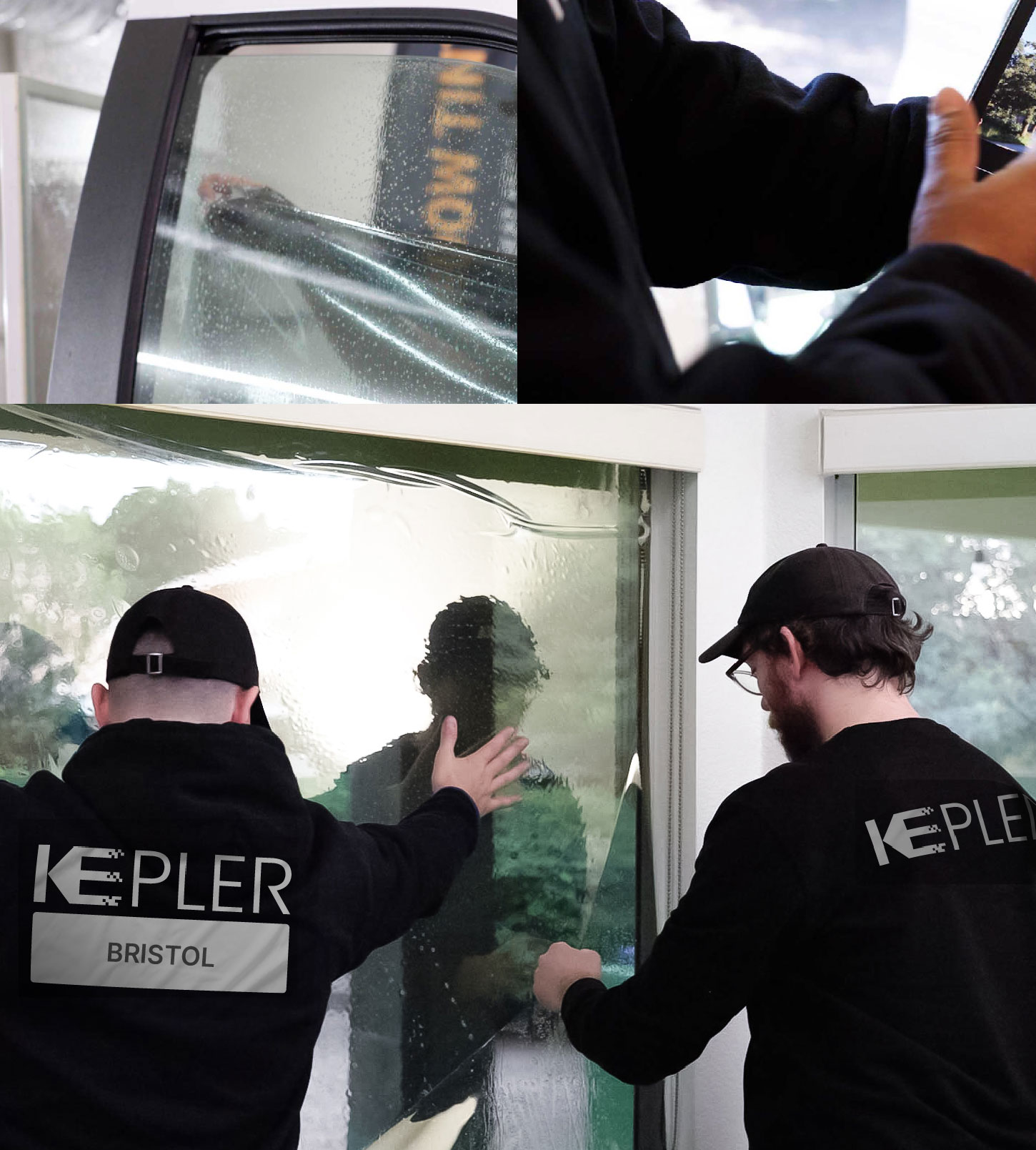 Expert Technician Applying Advanced Window Tint to Home in Bristol