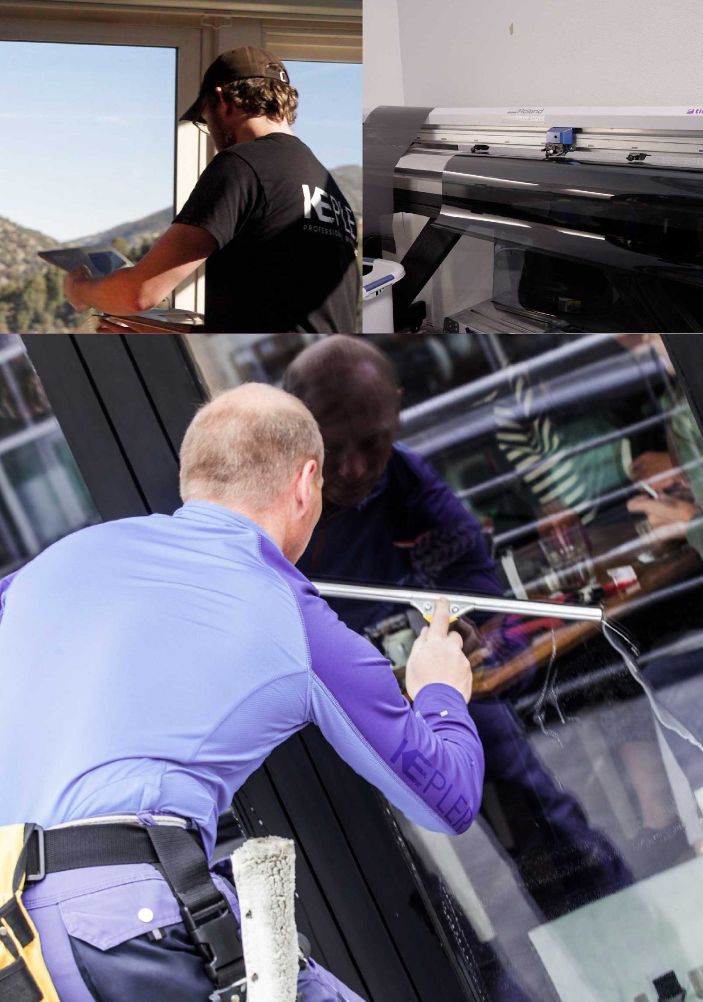Kepler Skilled Applying Anti-Graffiti Window Film to a Forest Park Shop Front