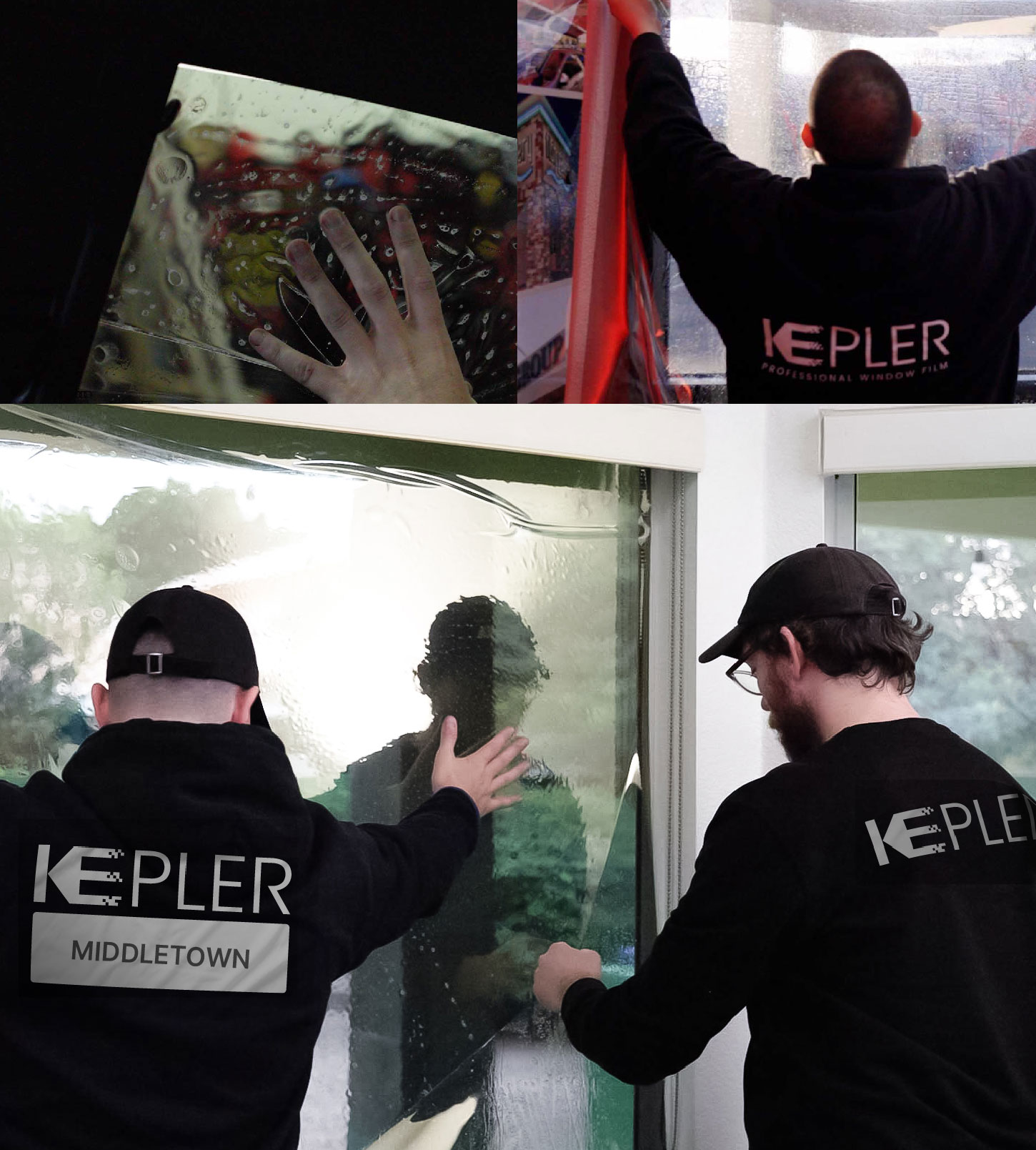 Kepler Technician Fitting Ceramic Window Tint to Home in Middletown