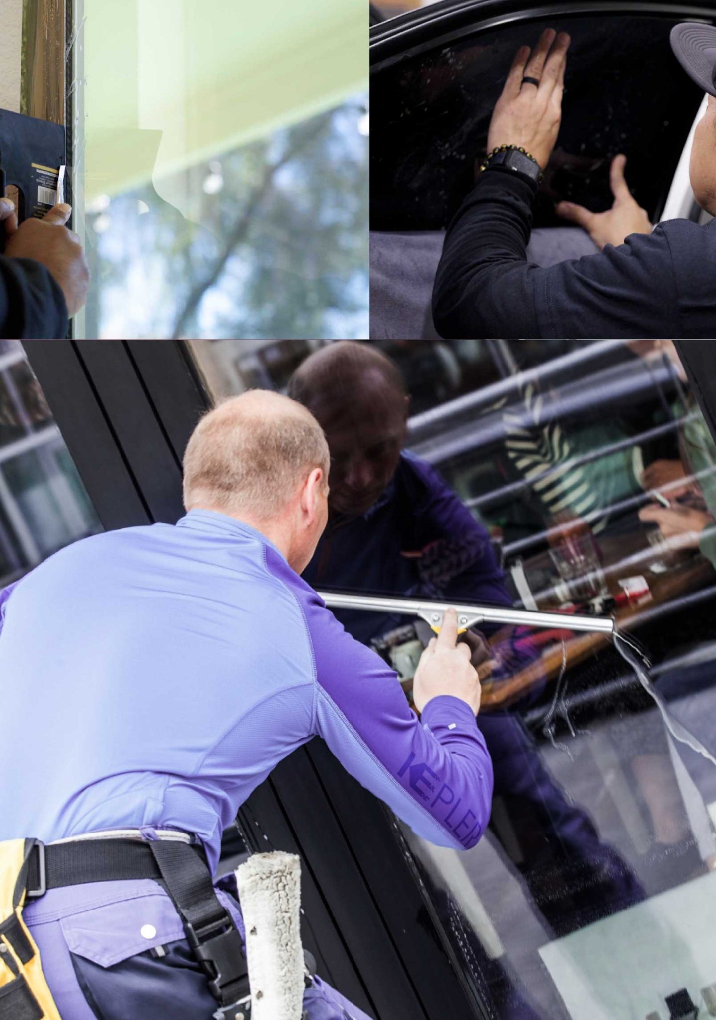 Kepler Professional Applying Anti-Graffiti Window Film to a Athens Shop Front