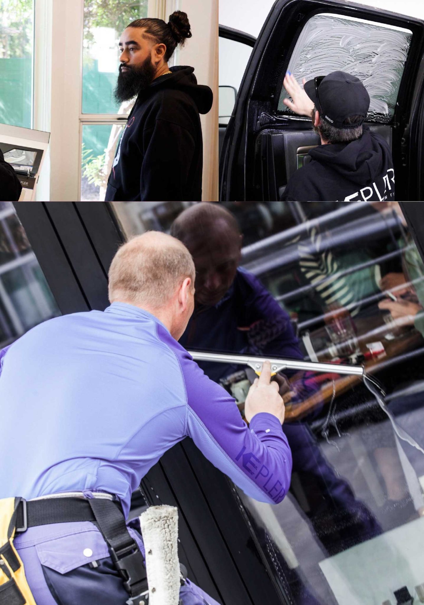 Kepler Skilled Applying Anti-Graffiti Window Film to a Calhoun Shop Front