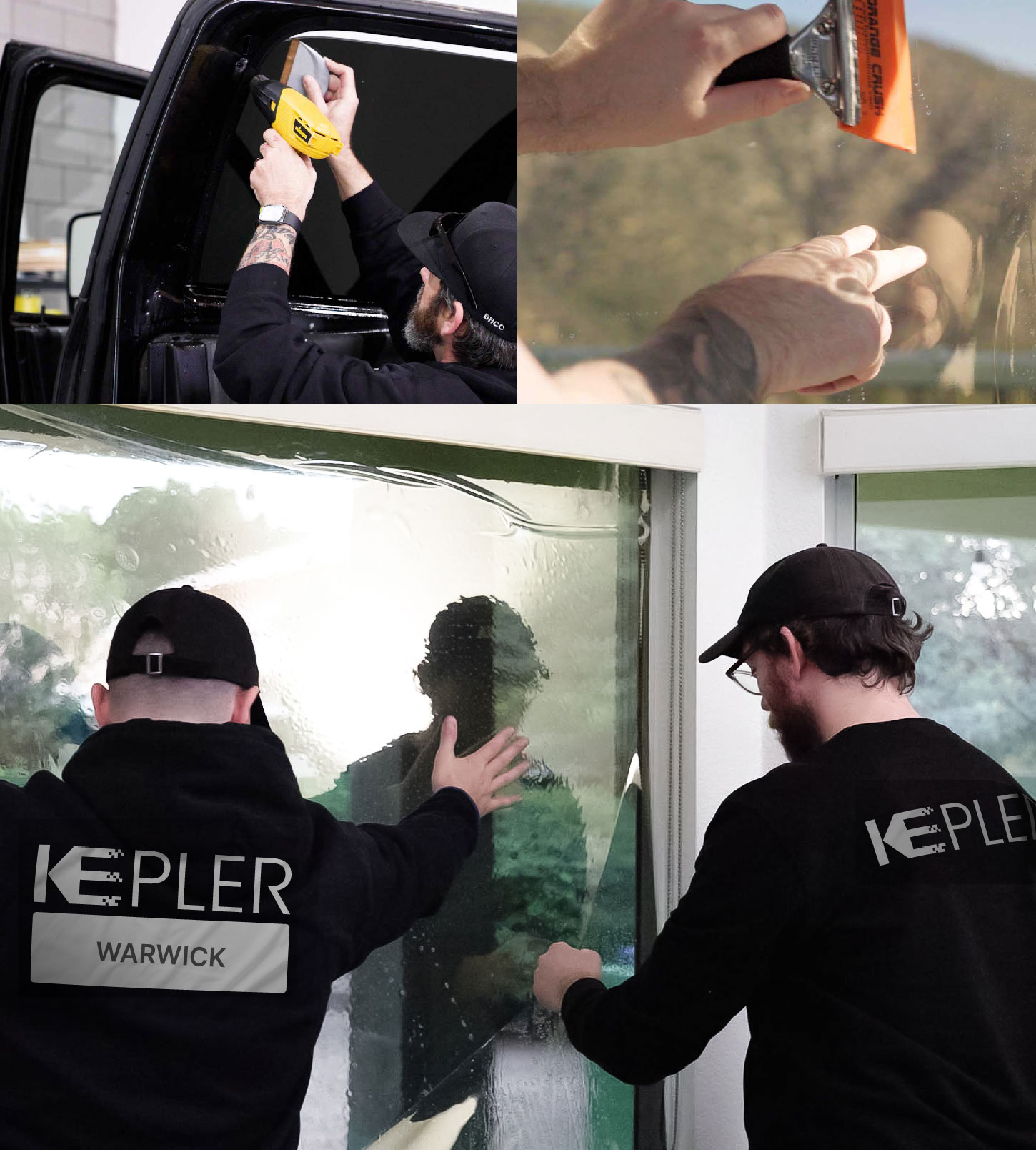 Kepler Technician Fitting High-tech Window Tint to Home in Warwick