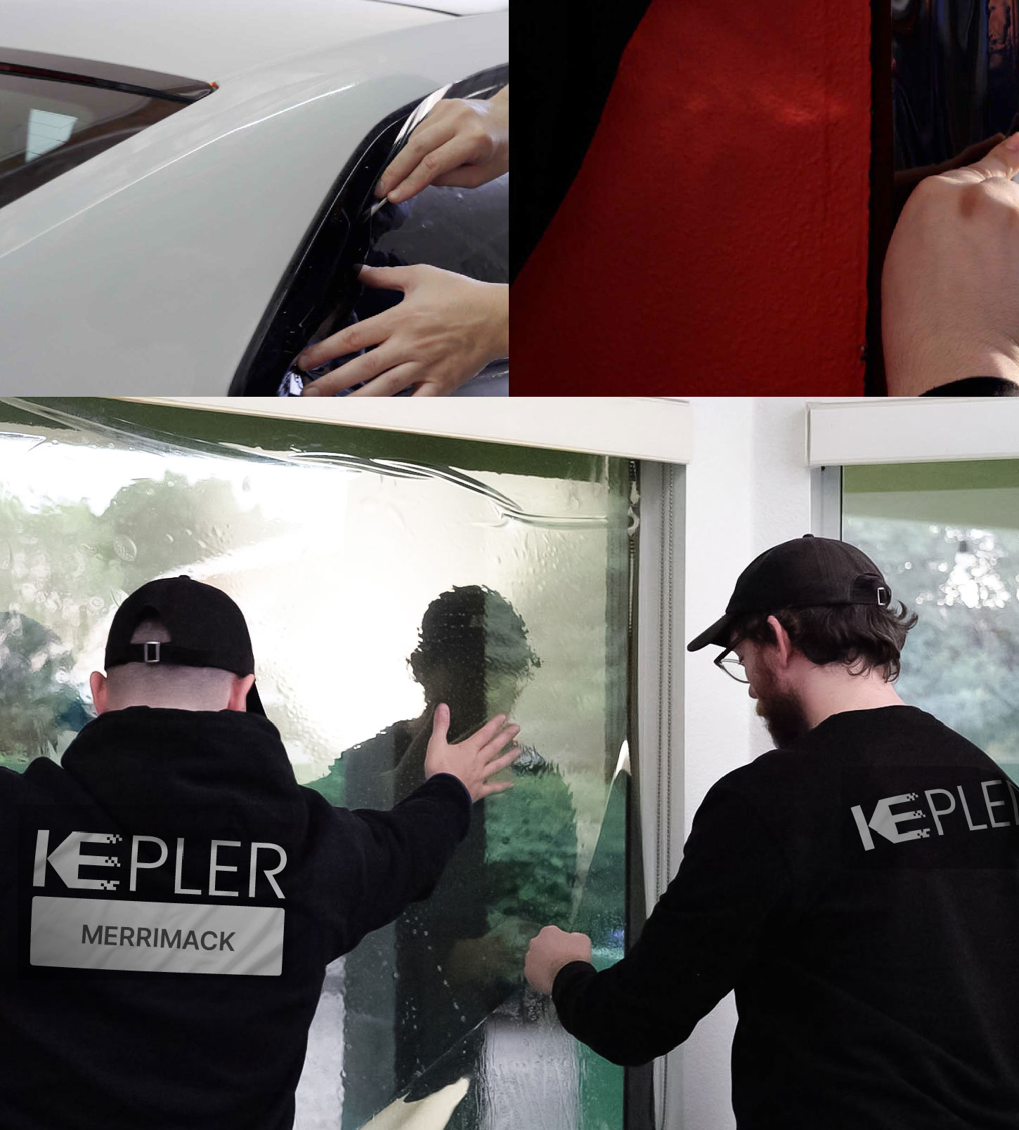 Expert Technician Installing High-tech Window Tint to Home in Merrimack