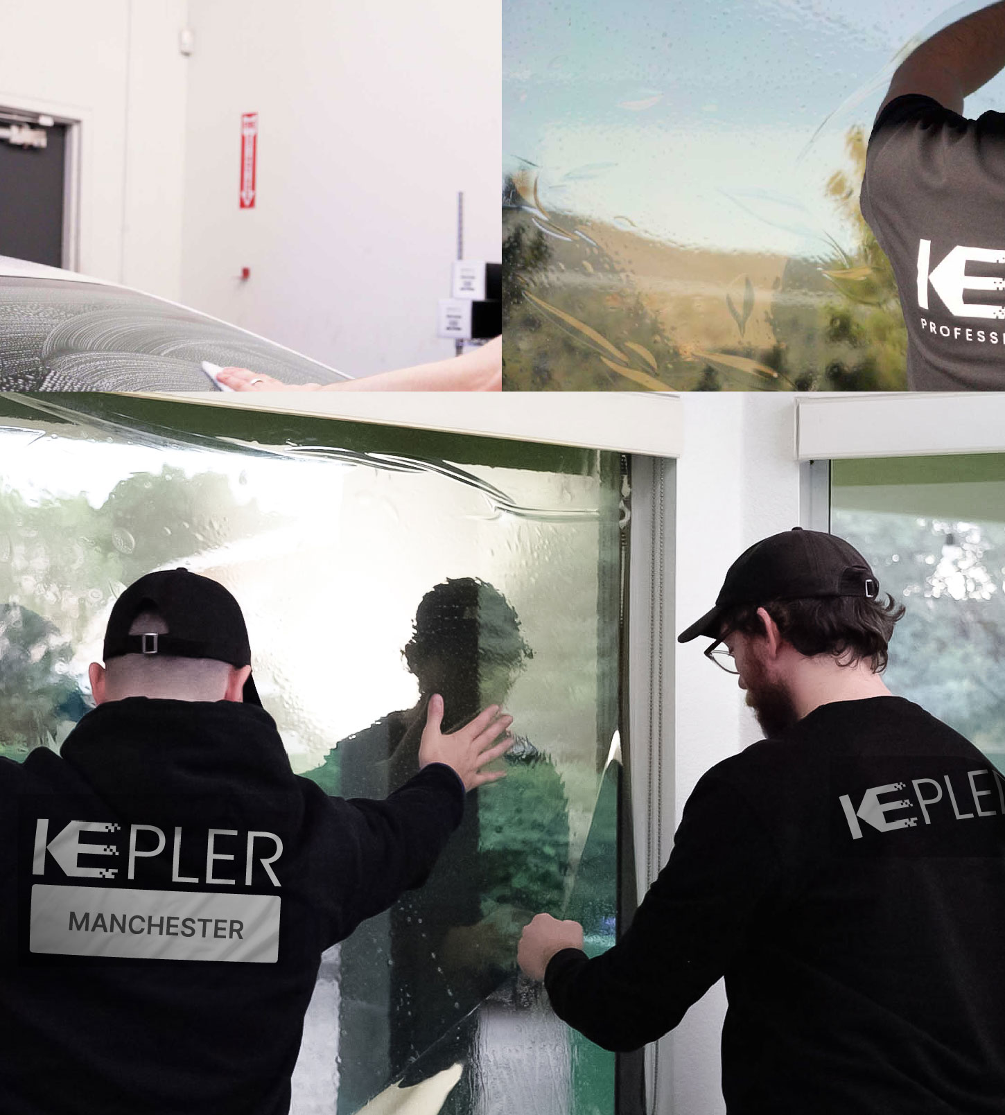 Expert Technician Installing Advanced Window Tint to Home in Manchester