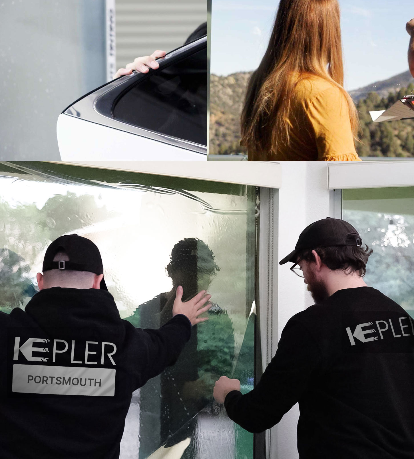 Expert Technician Installing Ceramic Window Tint to Home in Portsmouth
