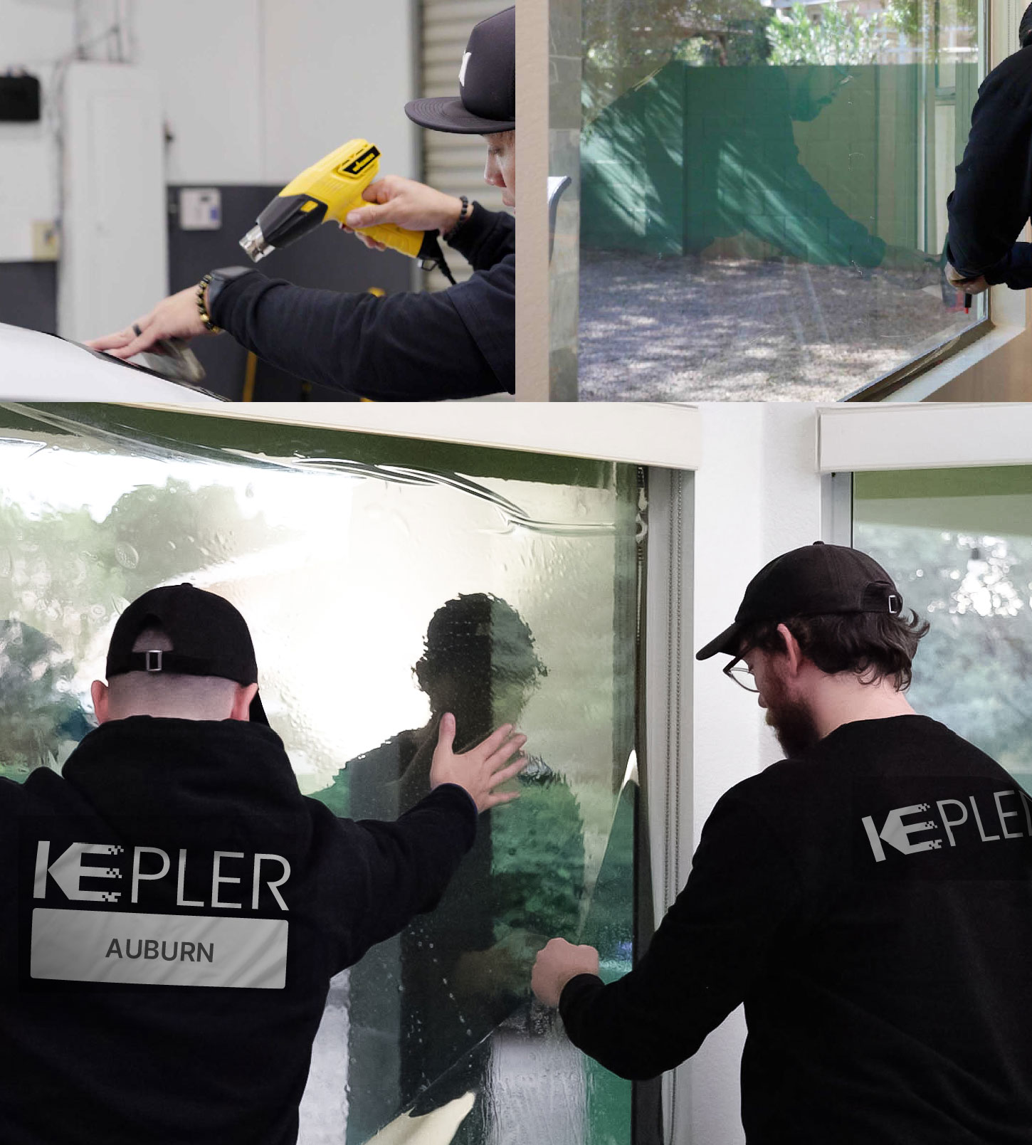Kepler Technician Installing Ceramic Window Tint to Home in Auburn