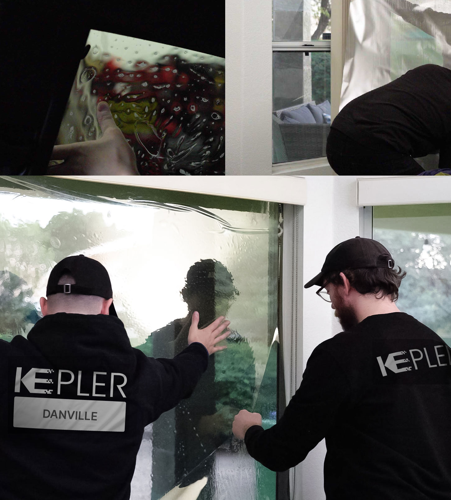 Kepler Technician Fitting High-tech Window Tint to Home in Danville