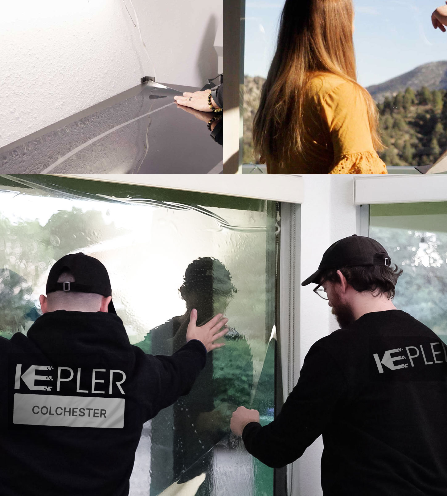 Expert Technician Fitting High-tech Window Tint to Home in Colchester