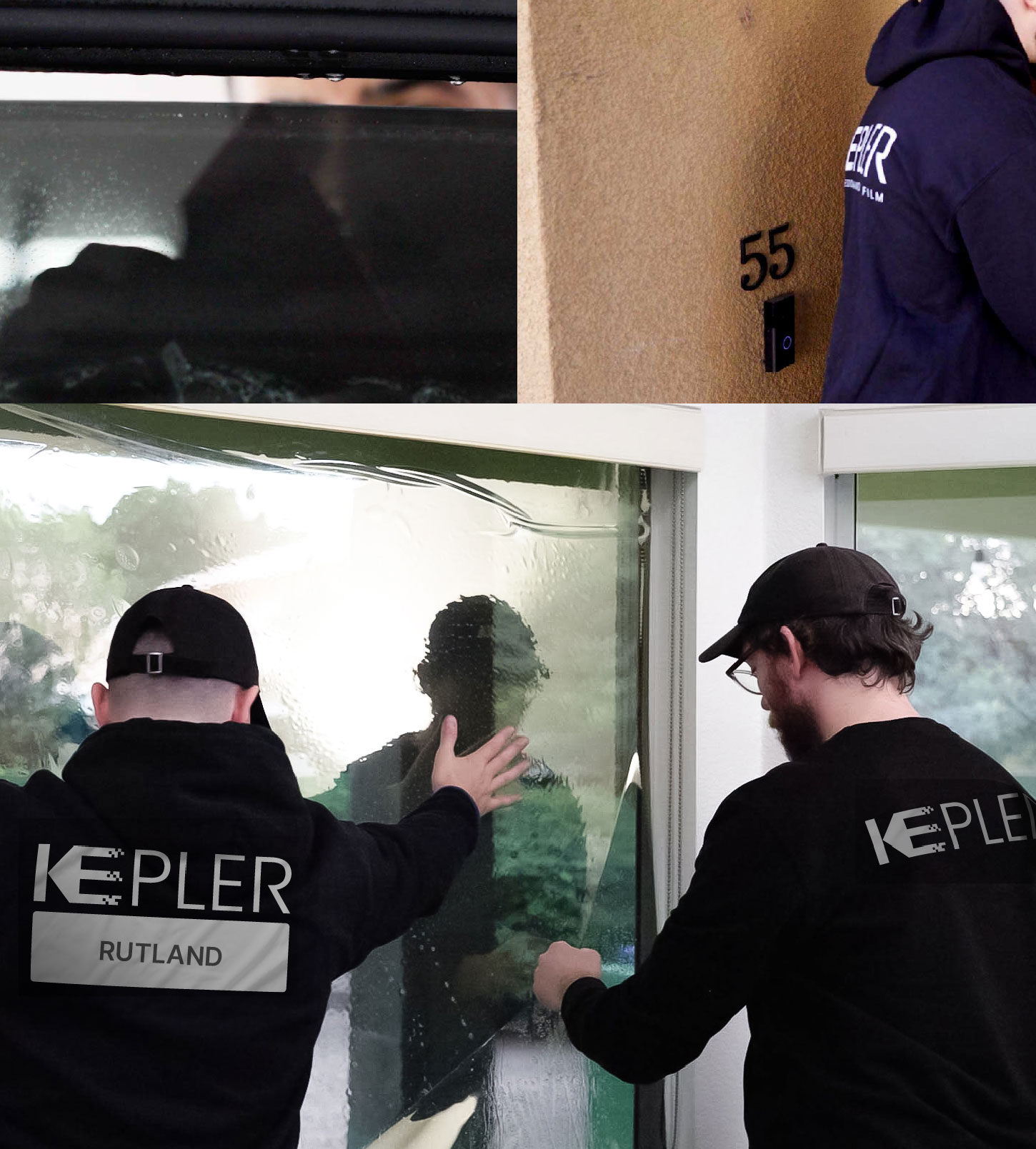 Kepler Technician Fitting High-tech Window Tint to Home in Rutland