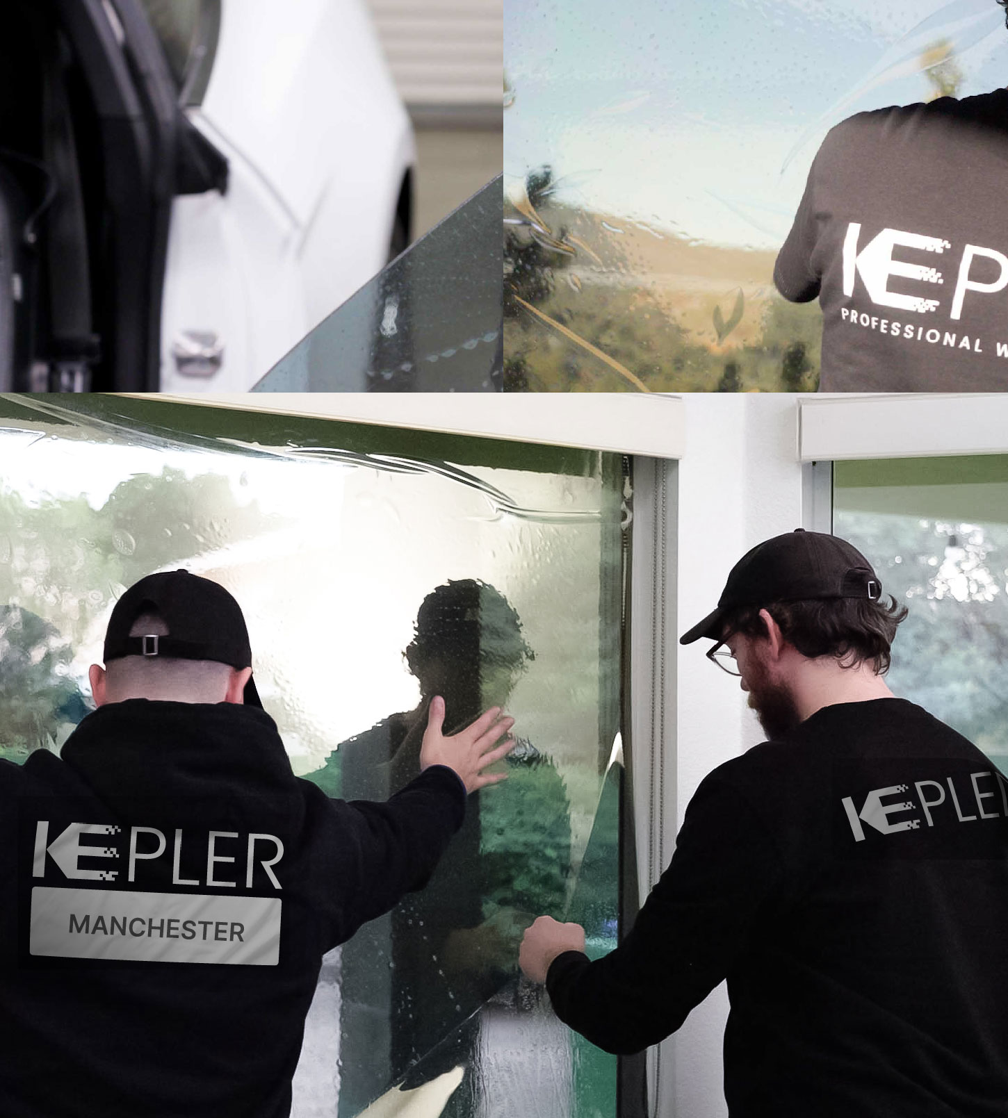 Kepler Technician Fitting High-tech Window Tint to Home in Manchester