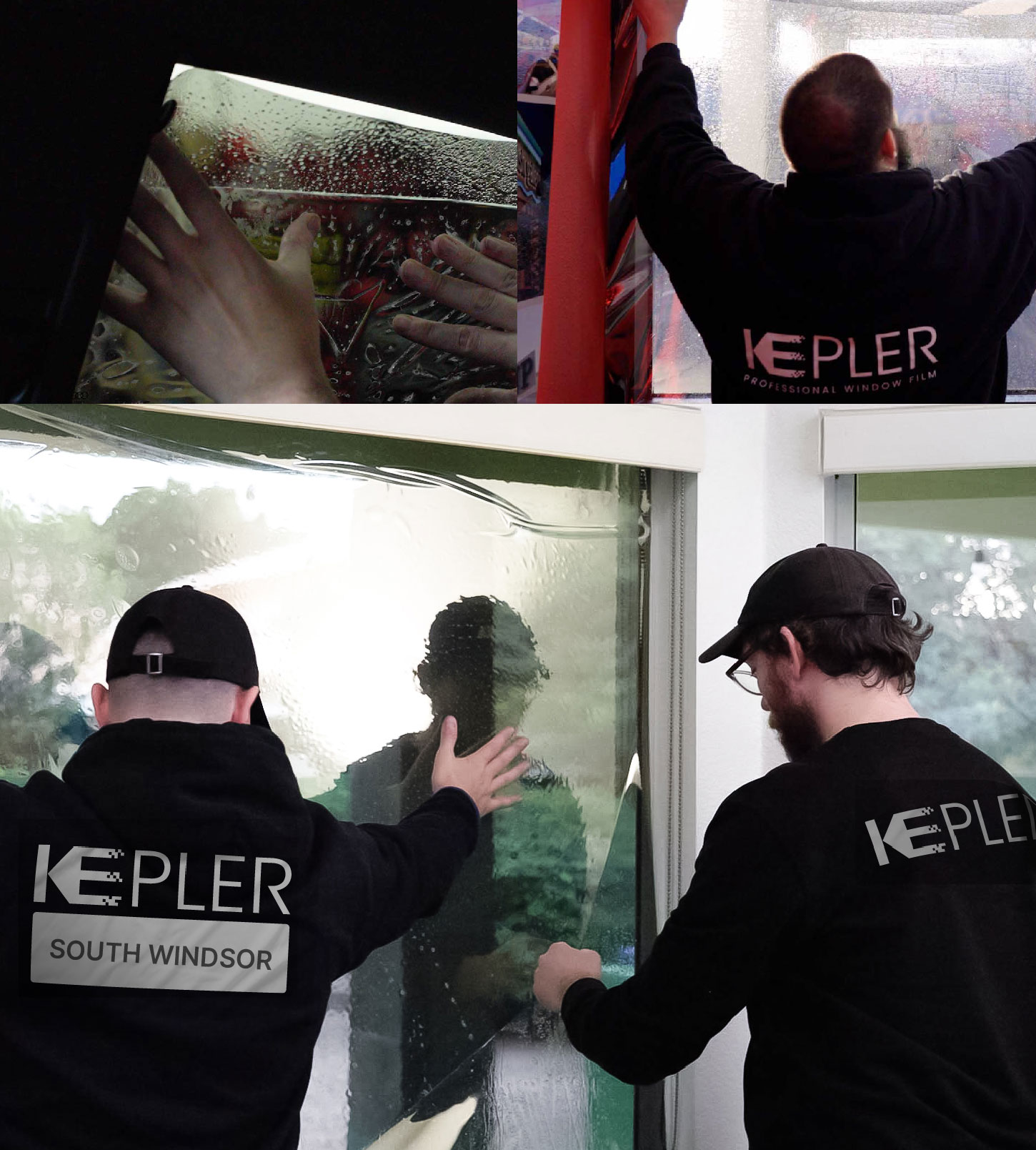 Kepler Technician Applying Ceramic Window Tint to Home in South Windsor