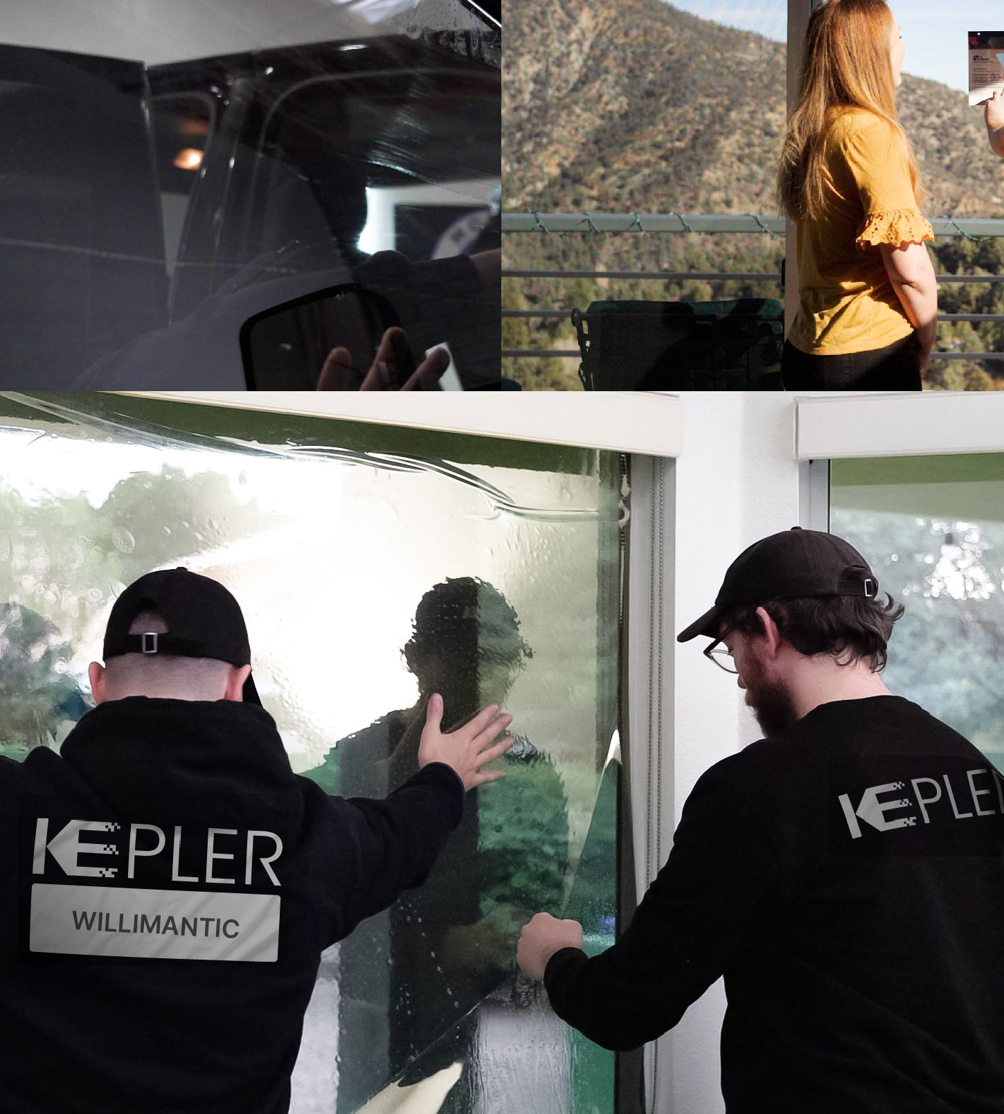 Kepler Technician Fitting Ceramic Window Tint to Home in Willimantic