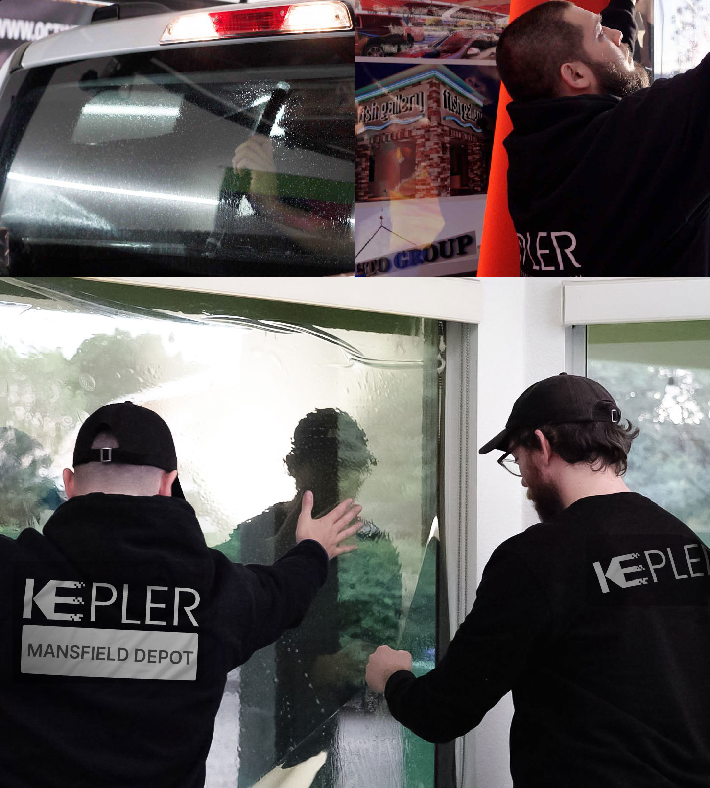 Expert Technician Applying High-tech Window Tint to Home in Mansfield Depot