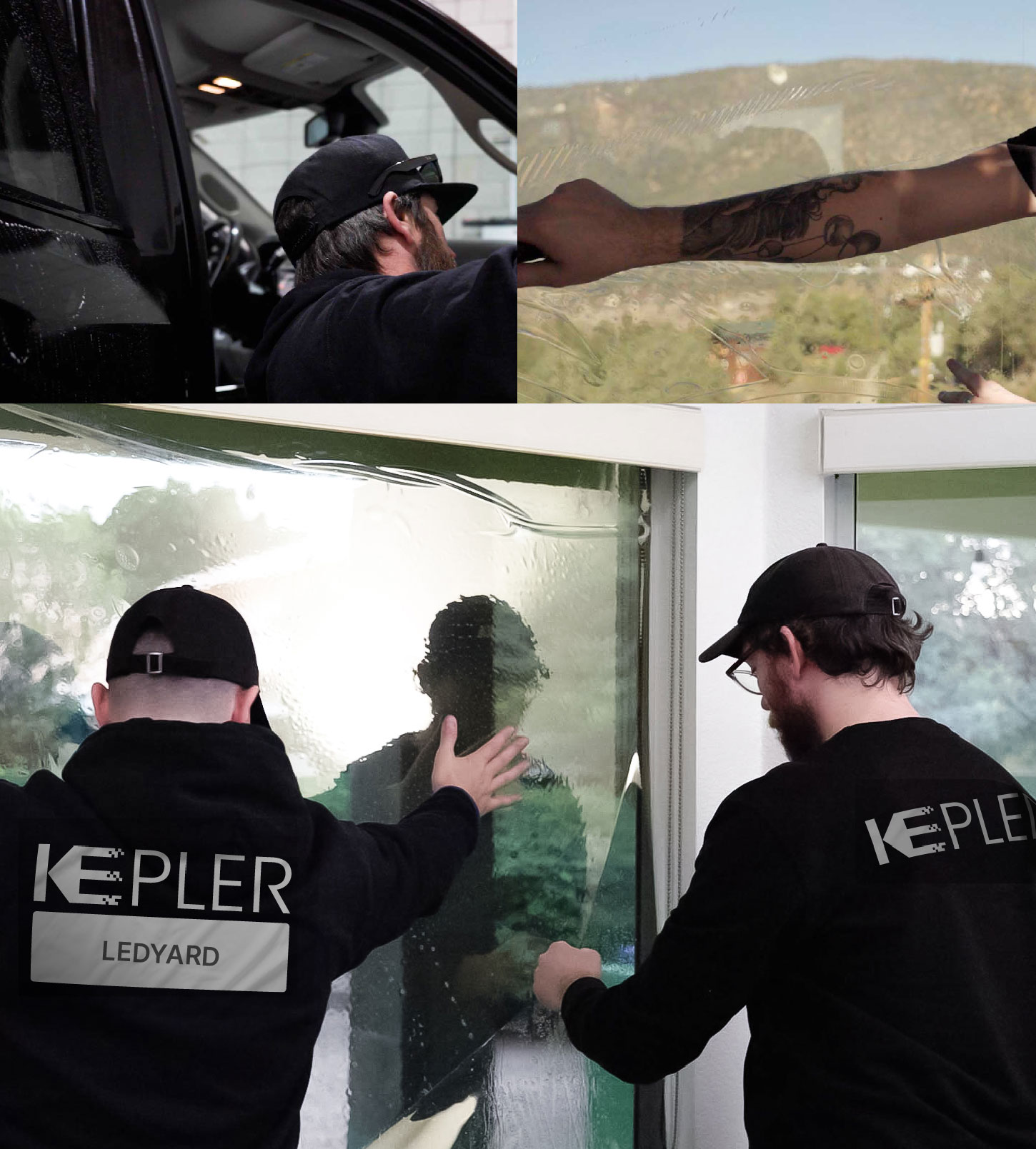 Expert Technician Installing High-tech Window Tint to Home in Ledyard