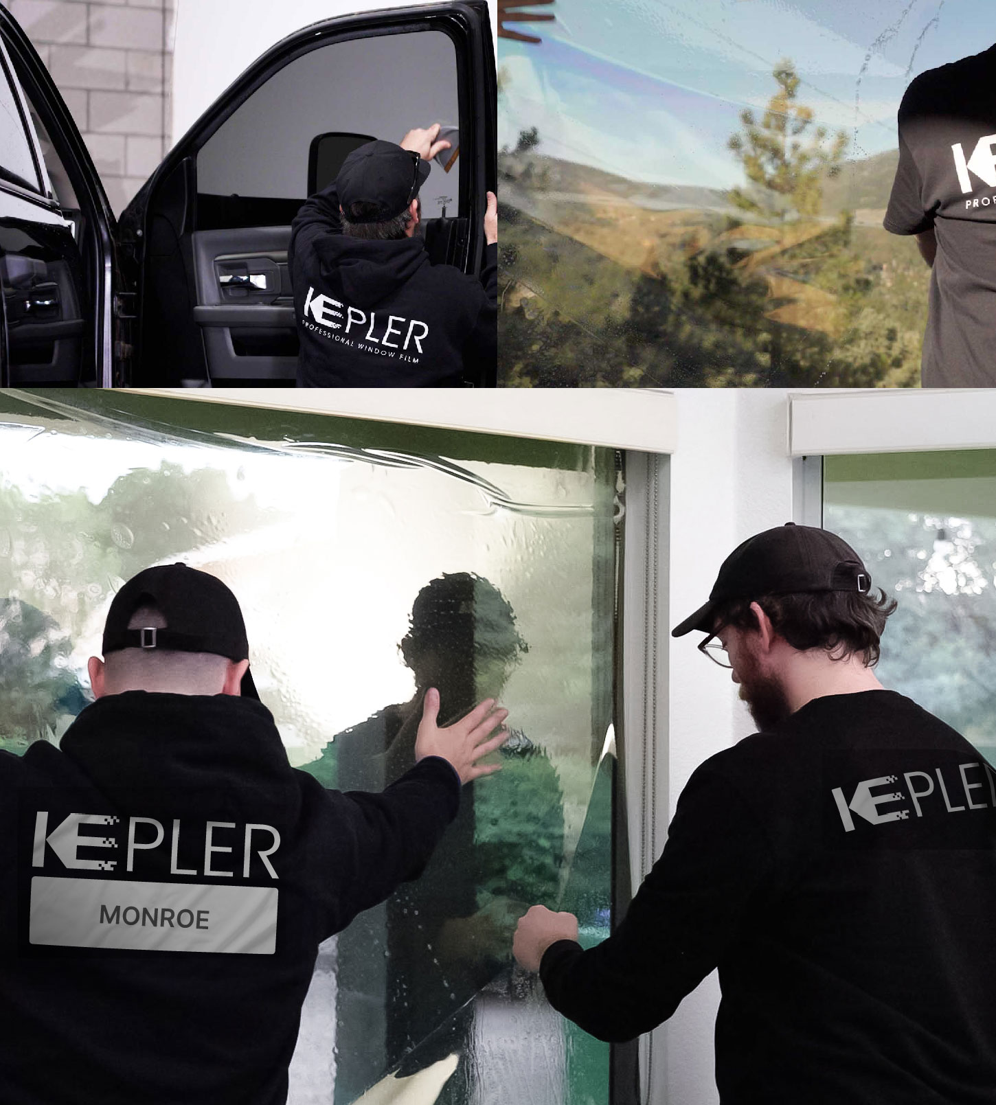 Kepler Technician Applying Advanced Window Tint to Home in Monroe