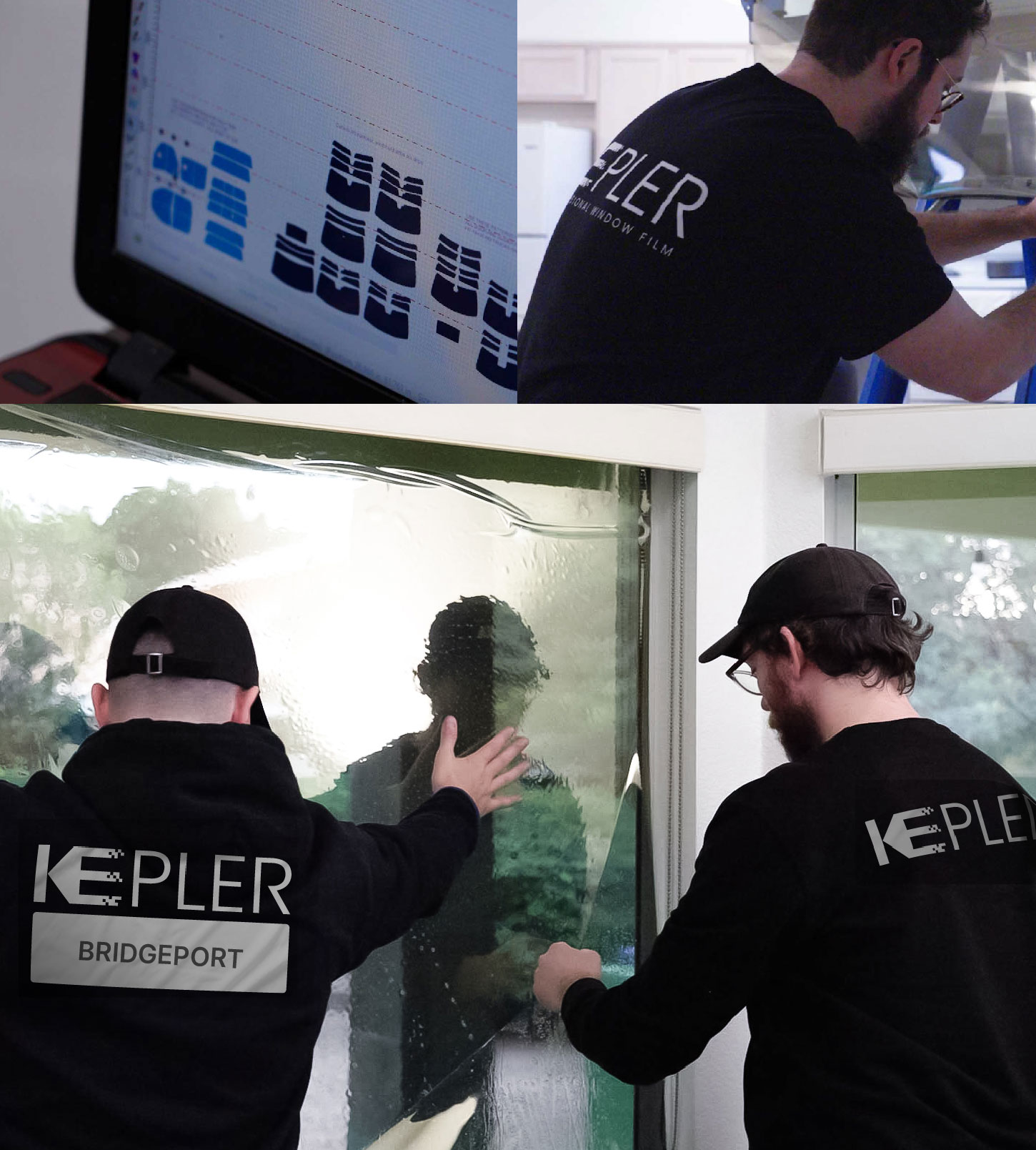 Kepler Technician Fitting Ceramic Window Tint to Home in Bridgeport