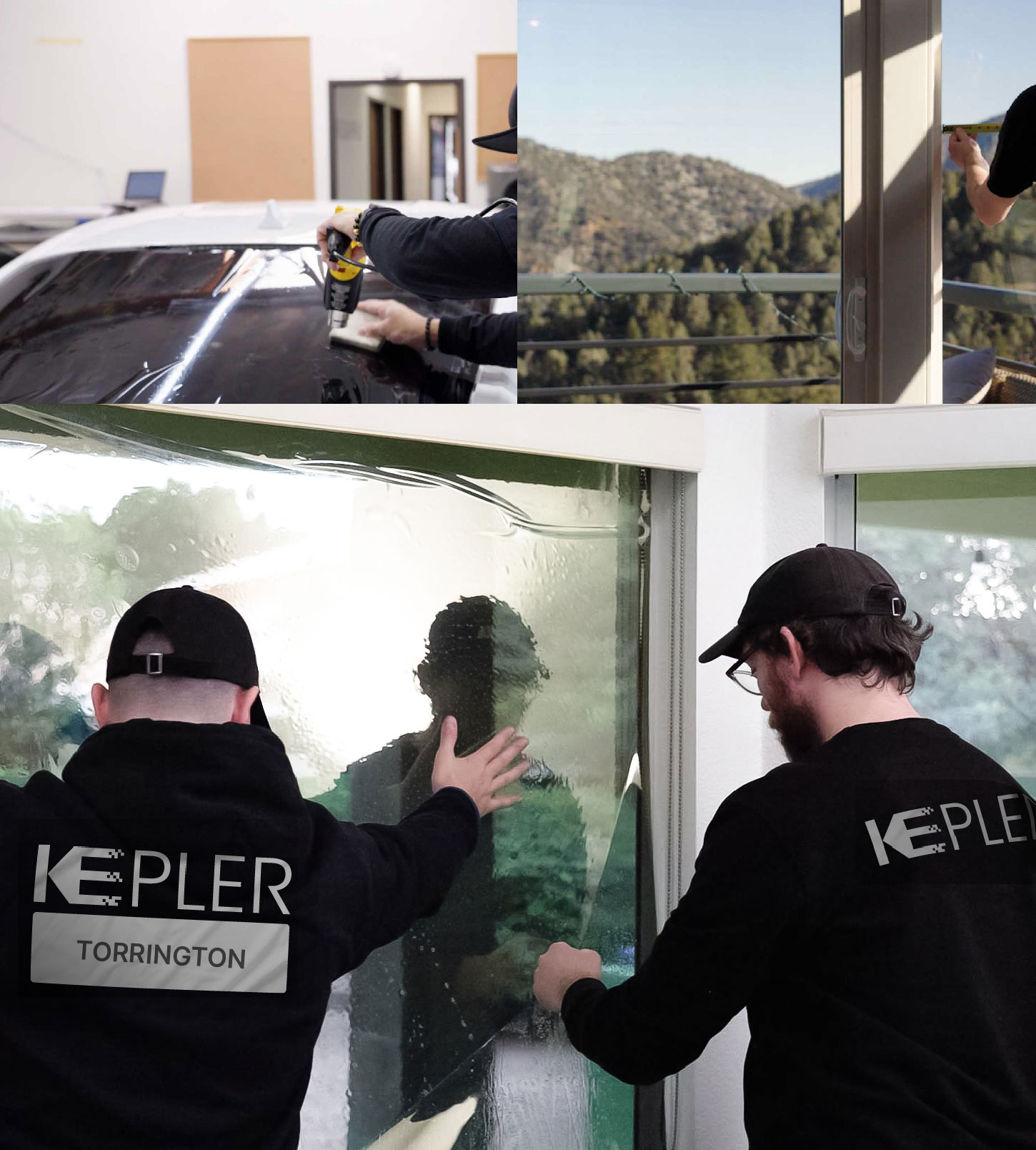 Kepler Technician Fitting Advanced Window Tint to Home in Torrington