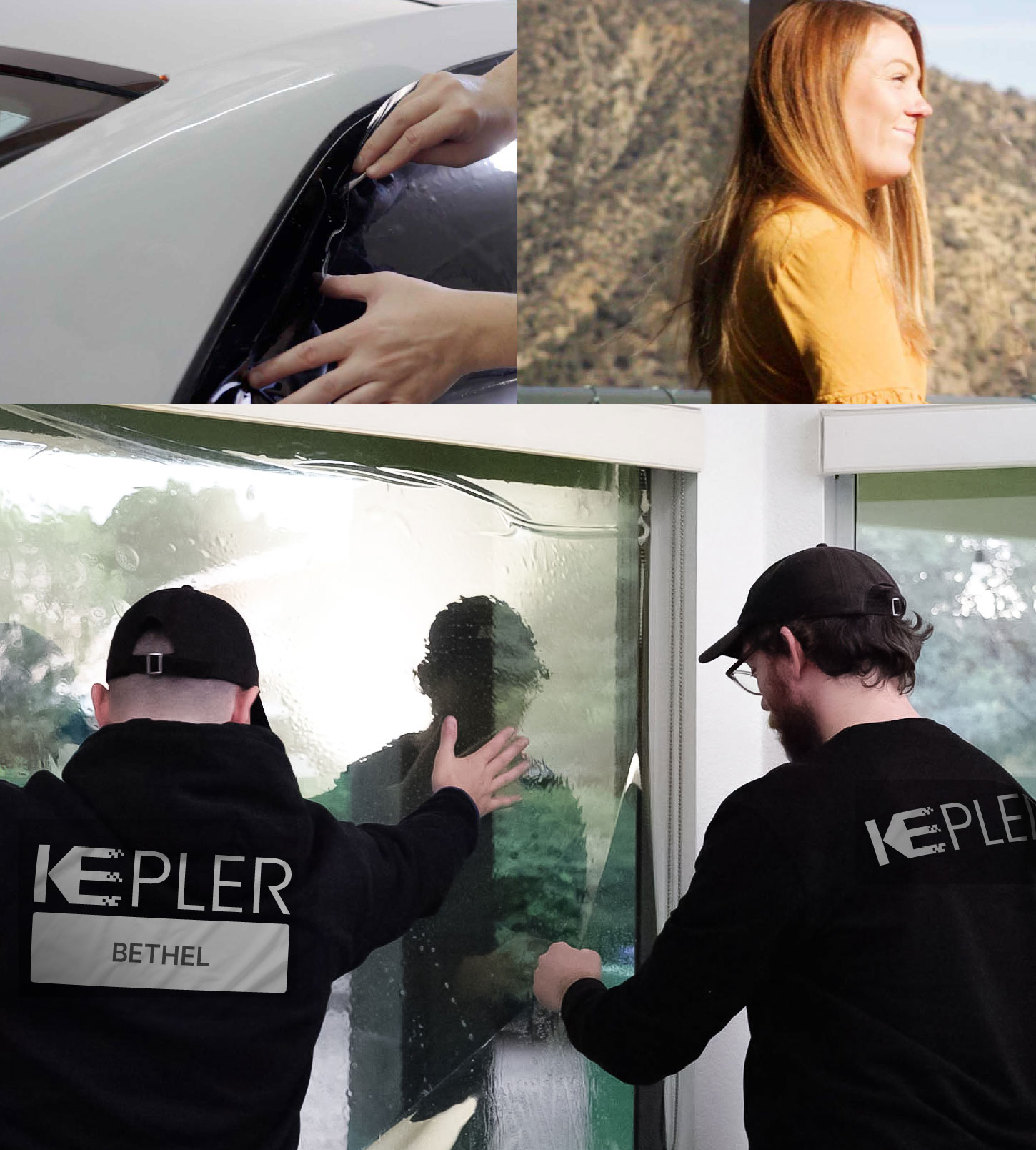 Kepler Technician Fitting Ceramic Window Tint to Home in Bethel