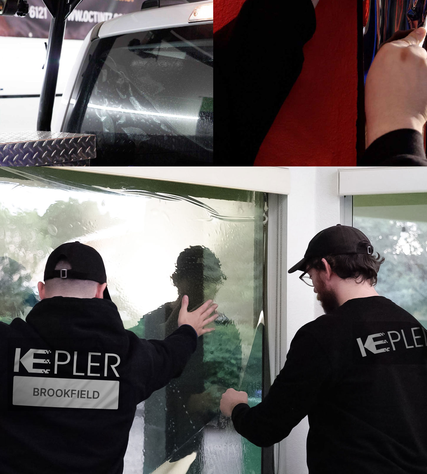 Kepler Technician Fitting Advanced Window Tint to Home in Brookfield