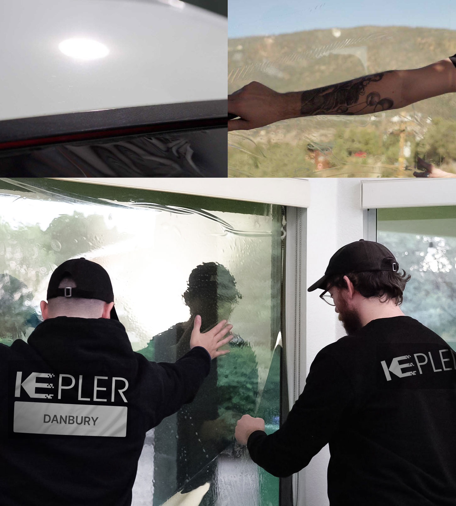 Expert Technician Applying Ceramic Window Tint to Home in Danbury