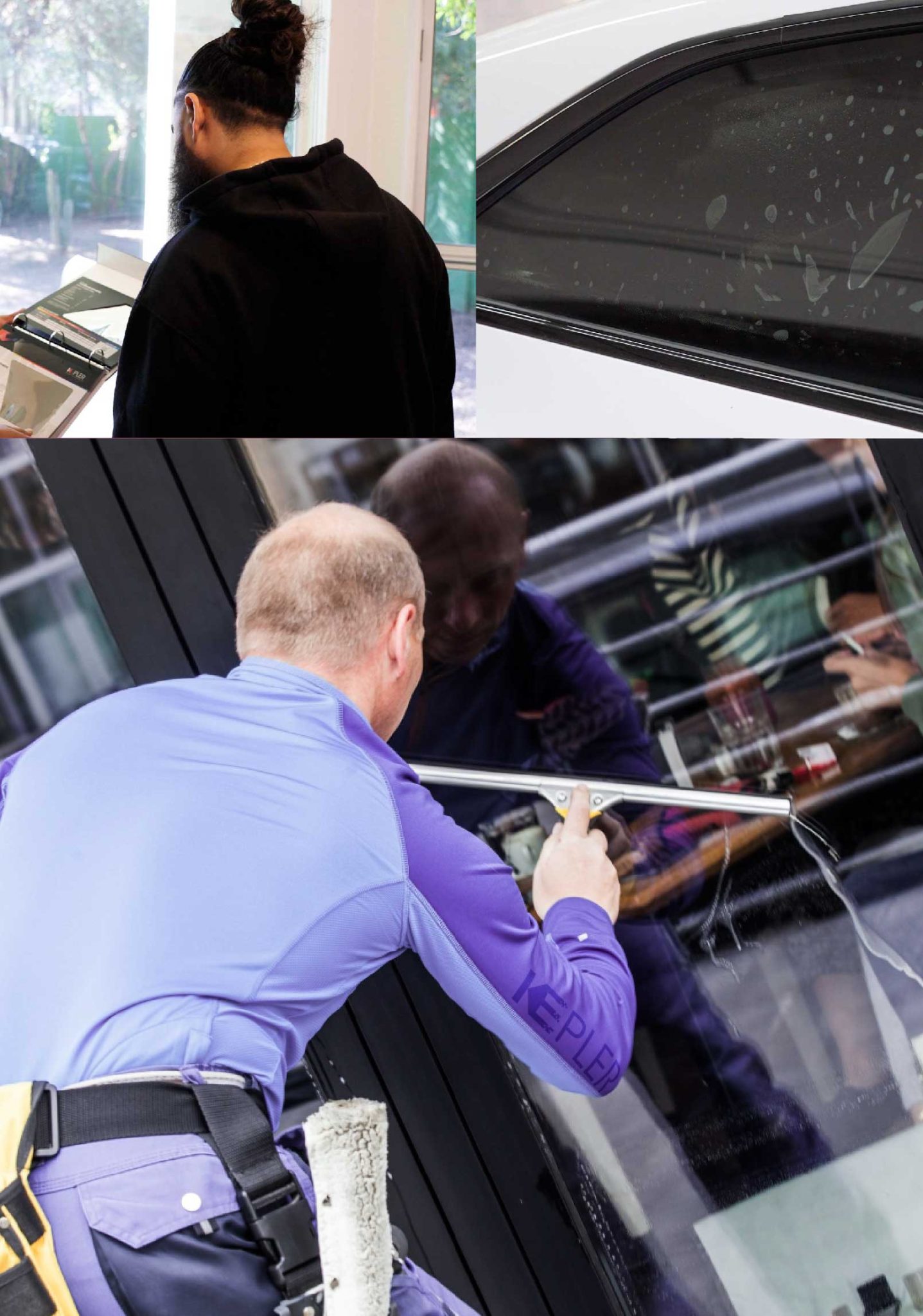 Kepler Professional Applying Anti-Graffiti Window Film to a Gibsonton Shop Front
