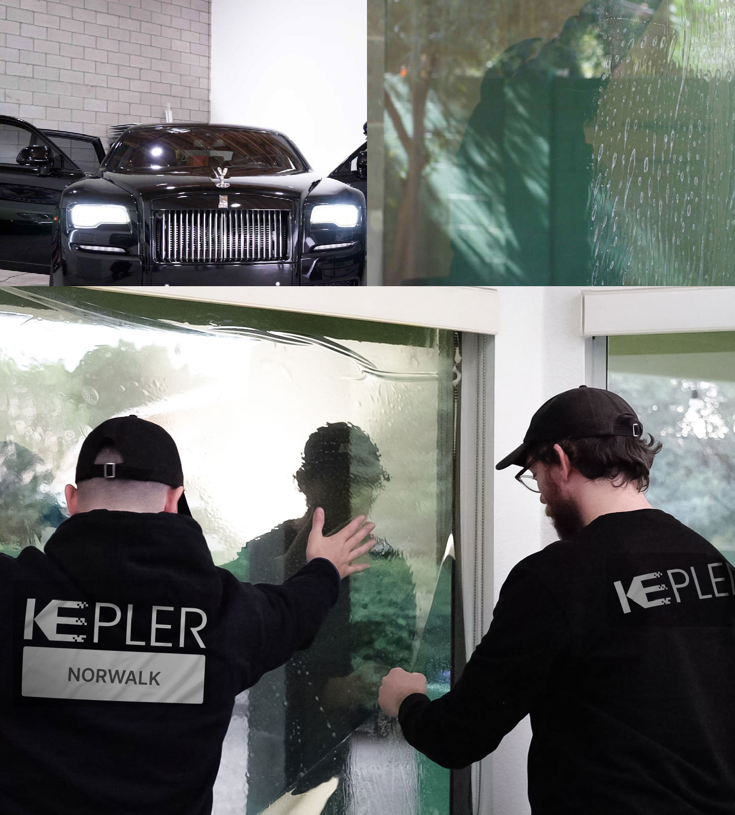 Kepler Technician Applying Advanced Window Tint to Home in Norwalk
