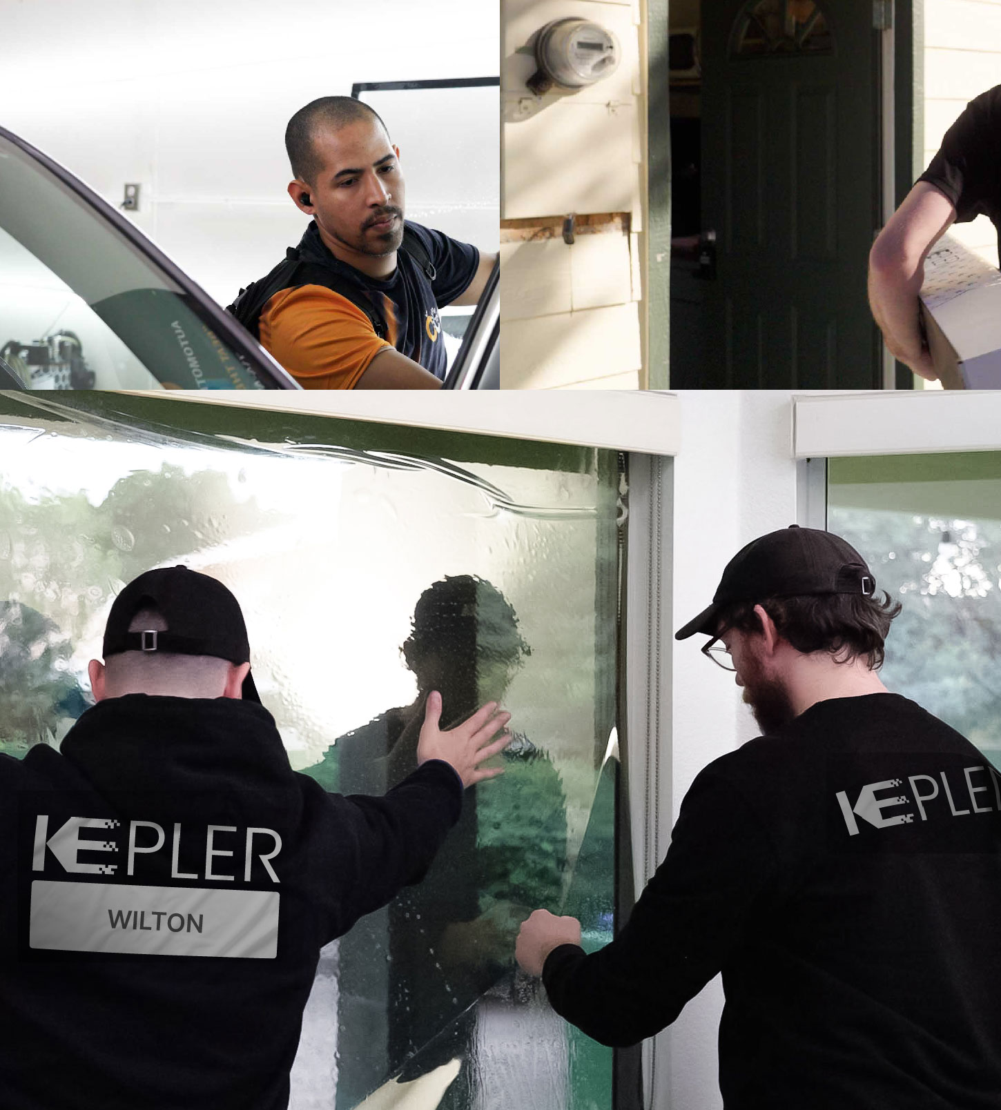 Kepler Technician Applying Advanced Window Tint to Home in Wilton
