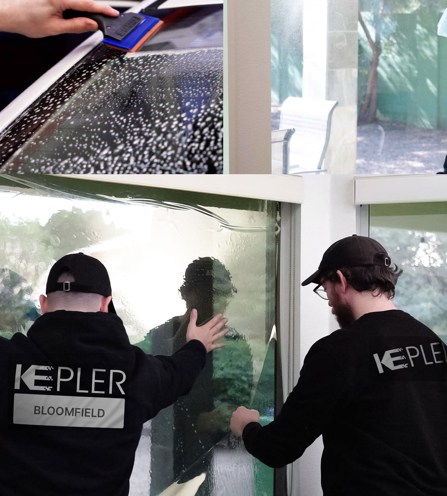 Kepler Technician Applying High-tech Window Tint to Home in Bloomfield