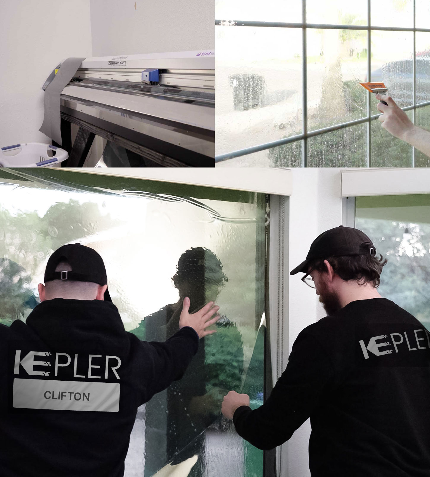 Kepler Technician Fitting High-tech Window Tint to Home in Clifton