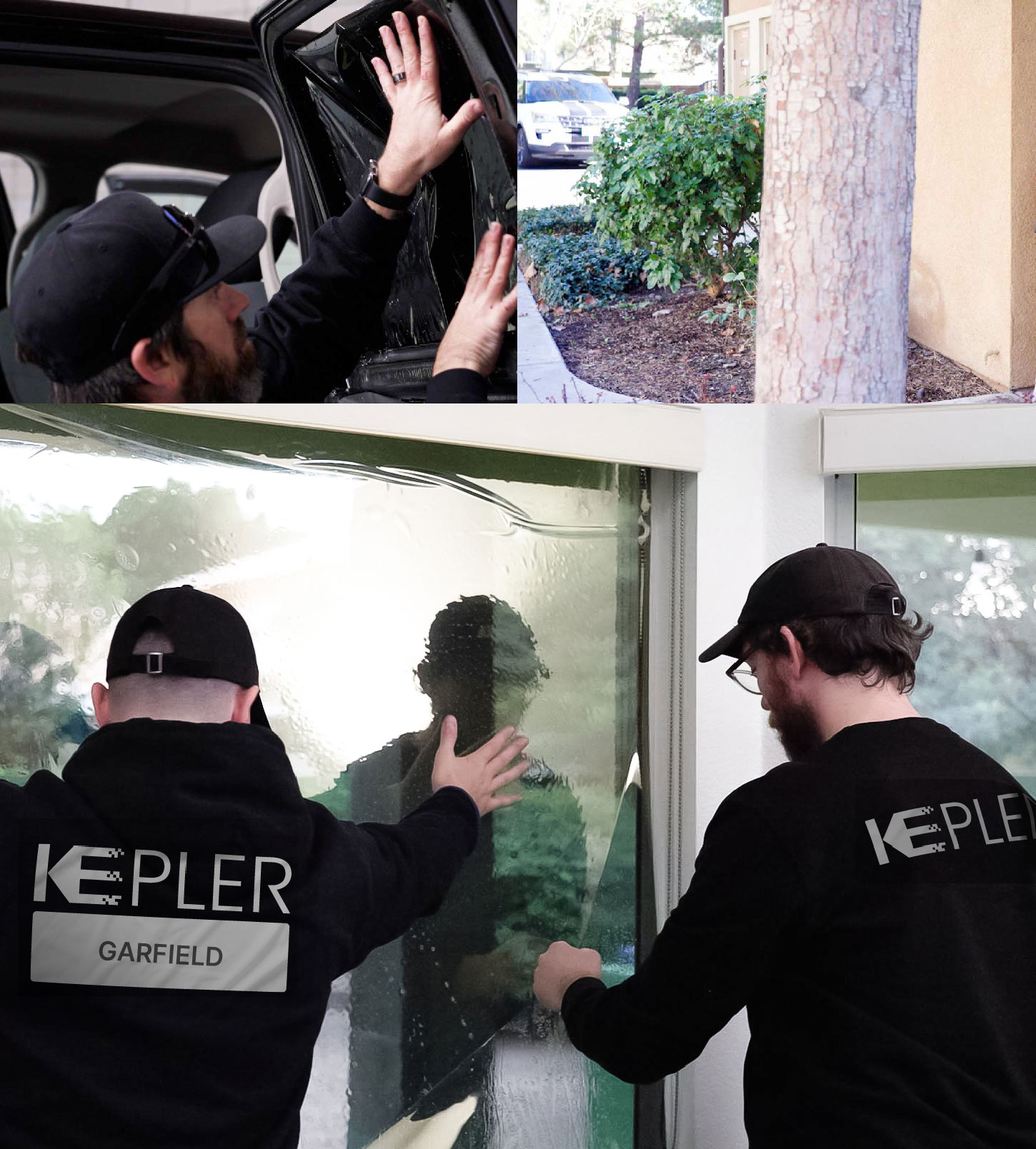 Expert Technician Fitting High-tech Window Tint to Home in Garfield