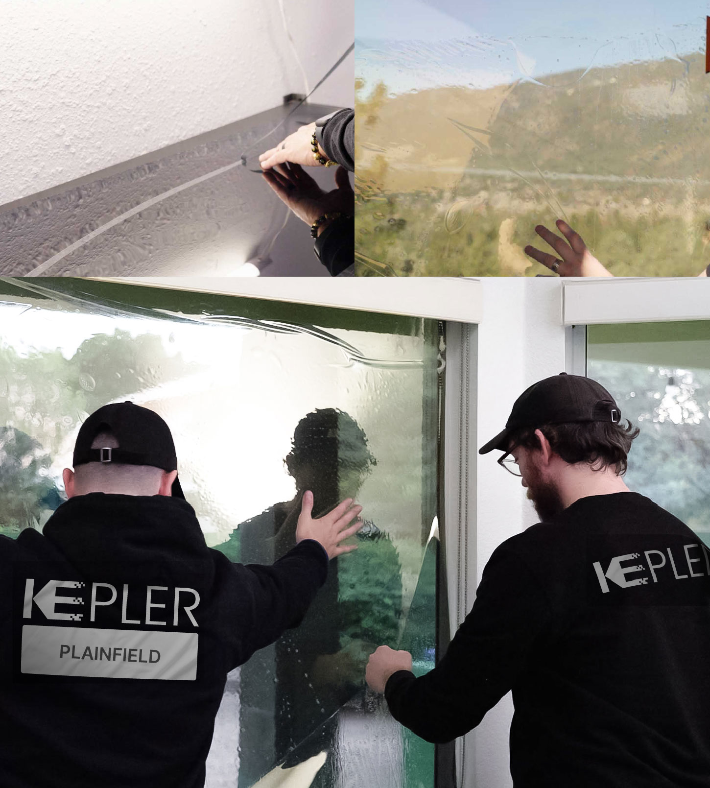 Expert Technician Fitting Advanced Window Tint to Home in Plainfield